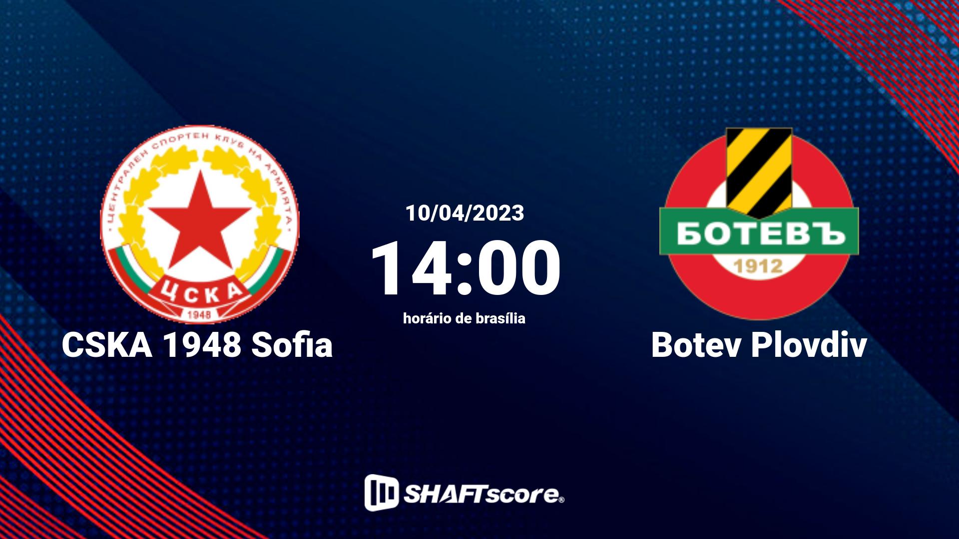 Estatísticas do jogo CSKA 1948 Sofia vs Botev Plovdiv 10.04 14:00