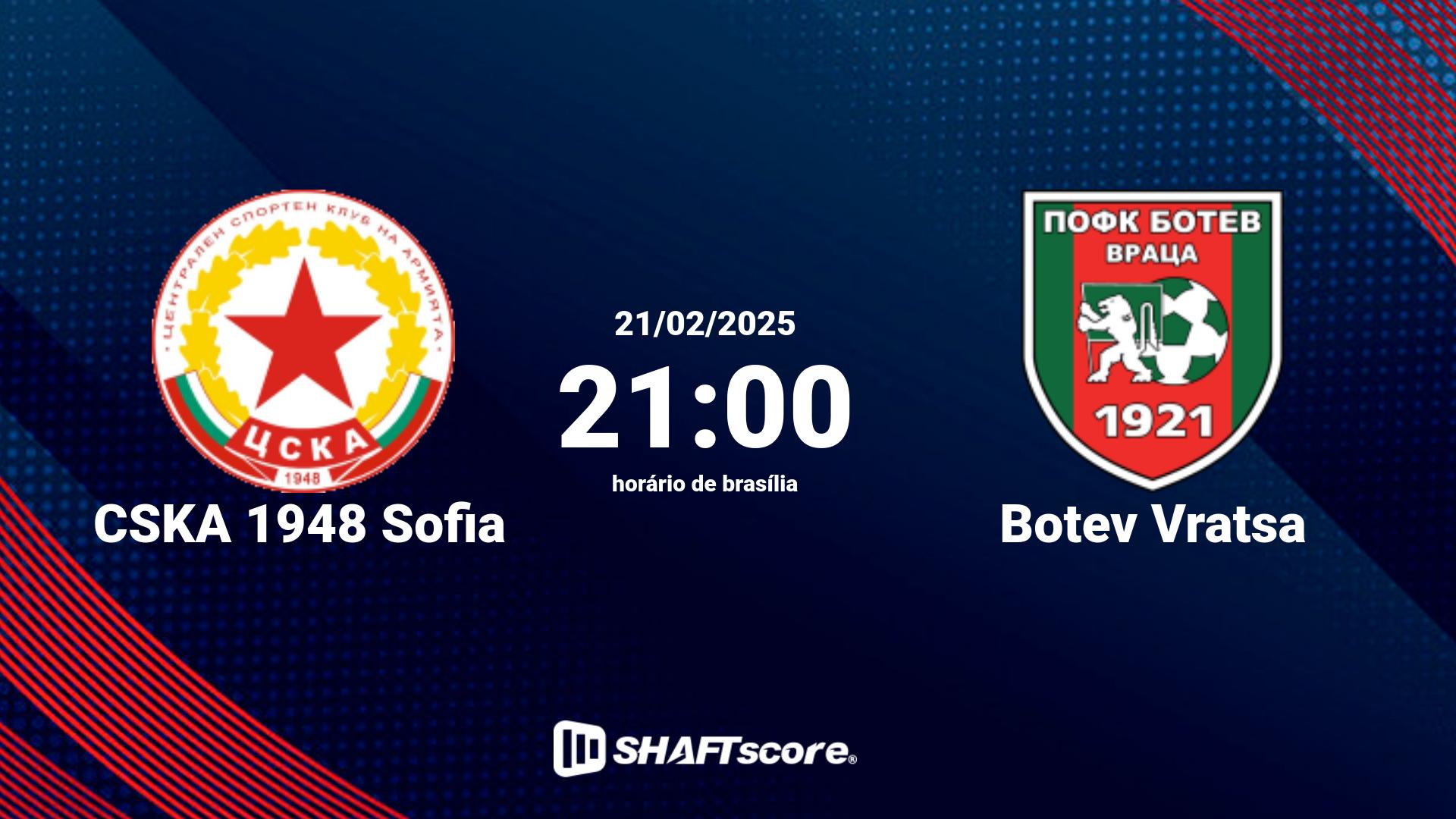 Estatísticas do jogo CSKA 1948 Sofia vs Botev Vratsa 21.02 21:00