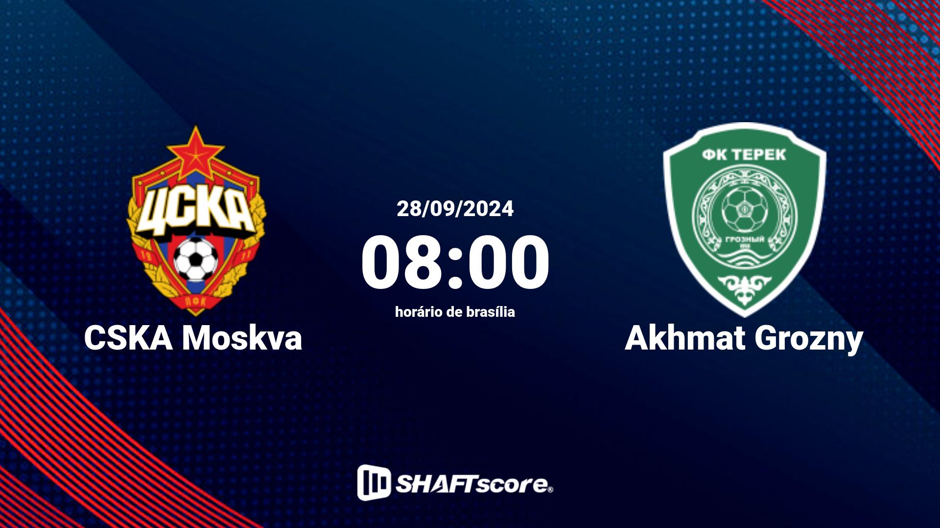 Estatísticas do jogo CSKA Moskva vs Akhmat Grozny 28.09 08:00