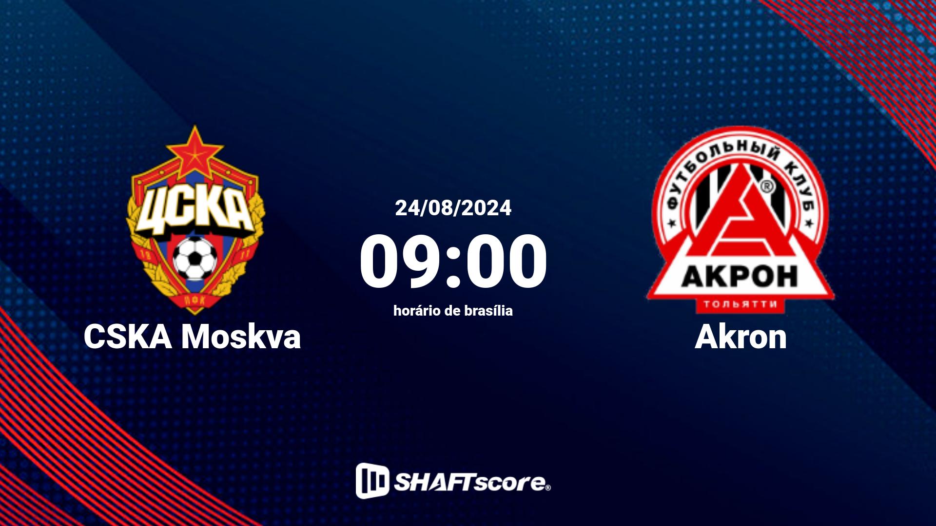 Estatísticas do jogo CSKA Moskva vs Akron 24.08 09:00