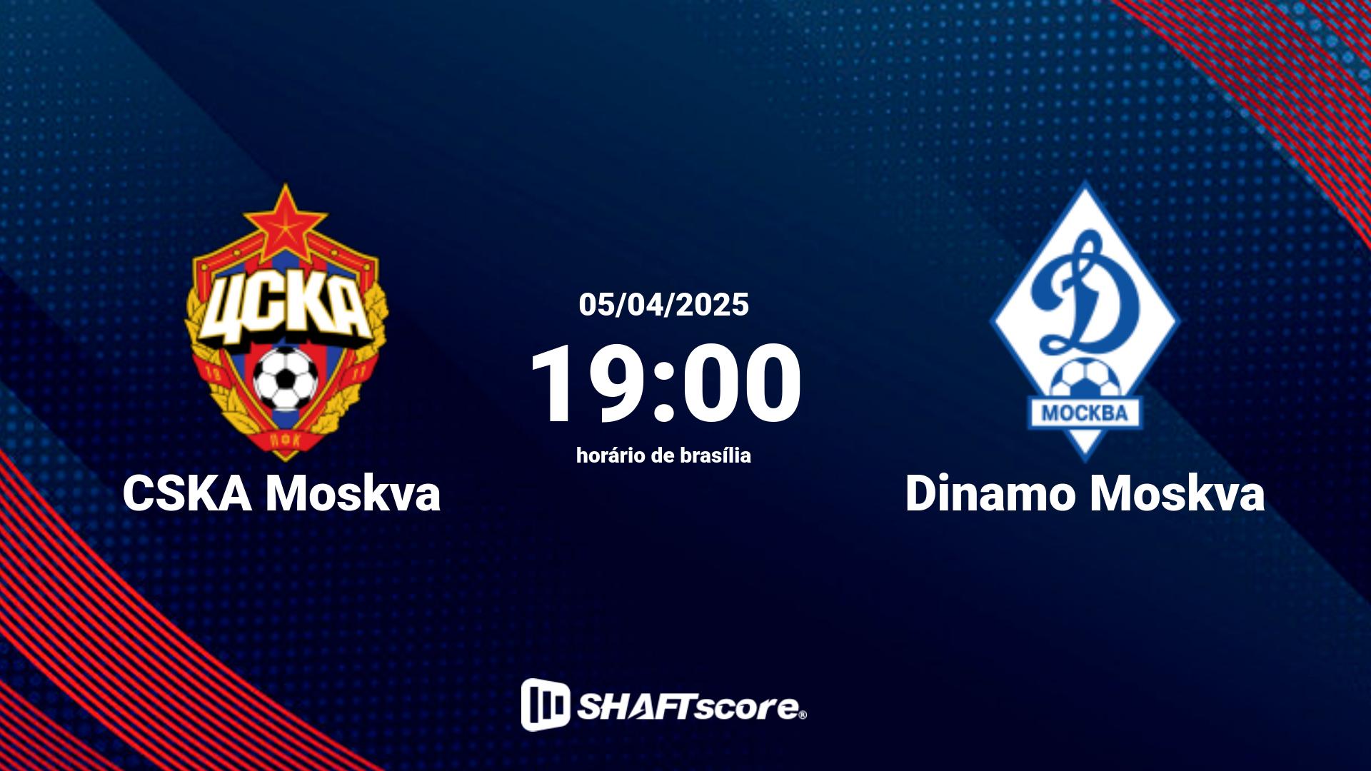 Estatísticas do jogo CSKA Moskva vs Dinamo Moskva 05.04 19:00