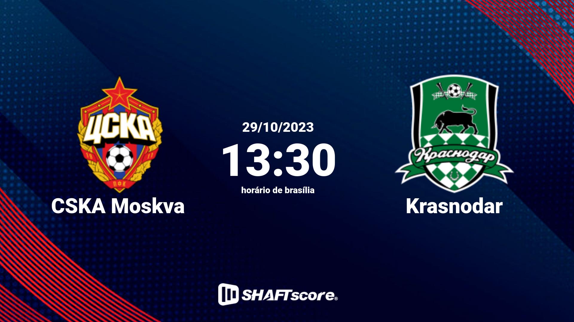 Estatísticas do jogo CSKA Moskva vs Krasnodar 29.10 13:30