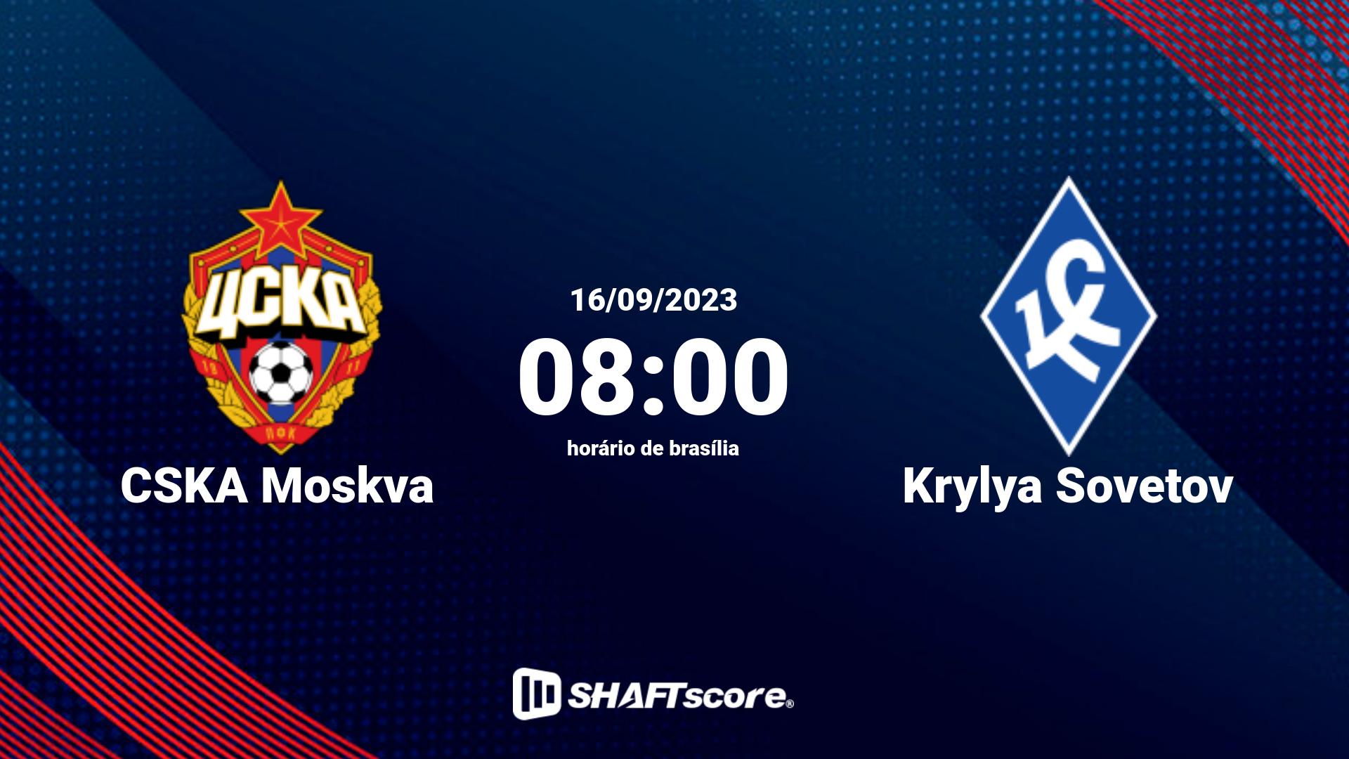 Estatísticas do jogo CSKA Moskva vs Krylya Sovetov 16.09 08:00