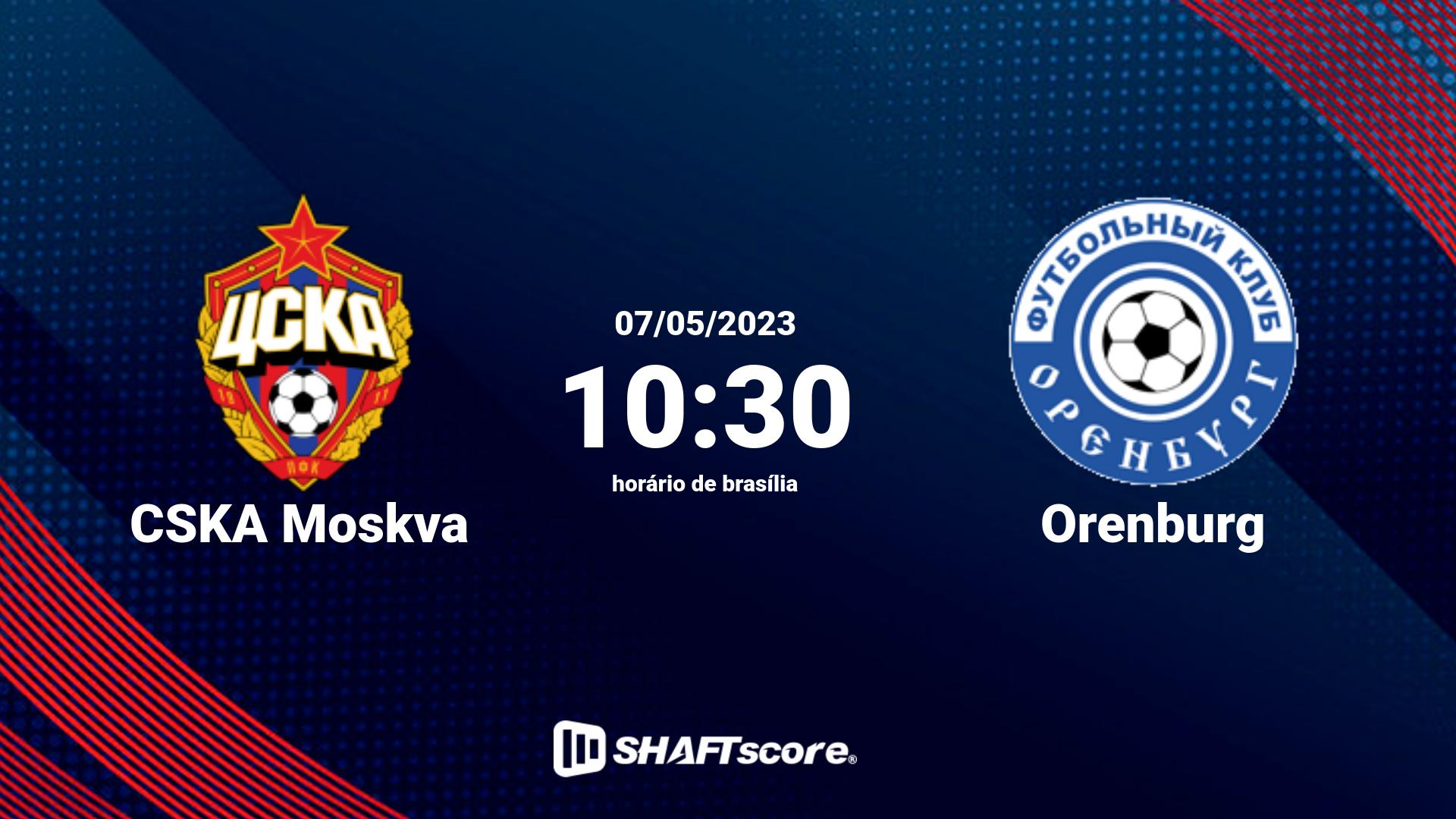 Estatísticas do jogo CSKA Moskva vs Orenburg 07.05 10:30