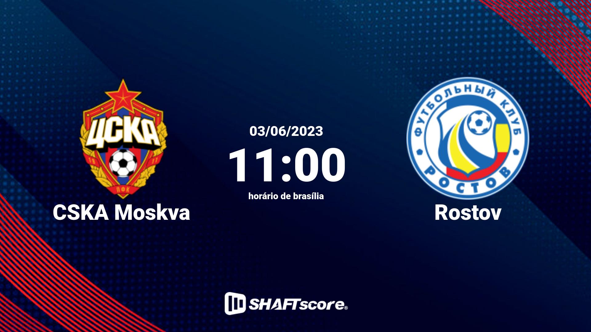 Estatísticas do jogo CSKA Moskva vs Rostov 03.06 11:00