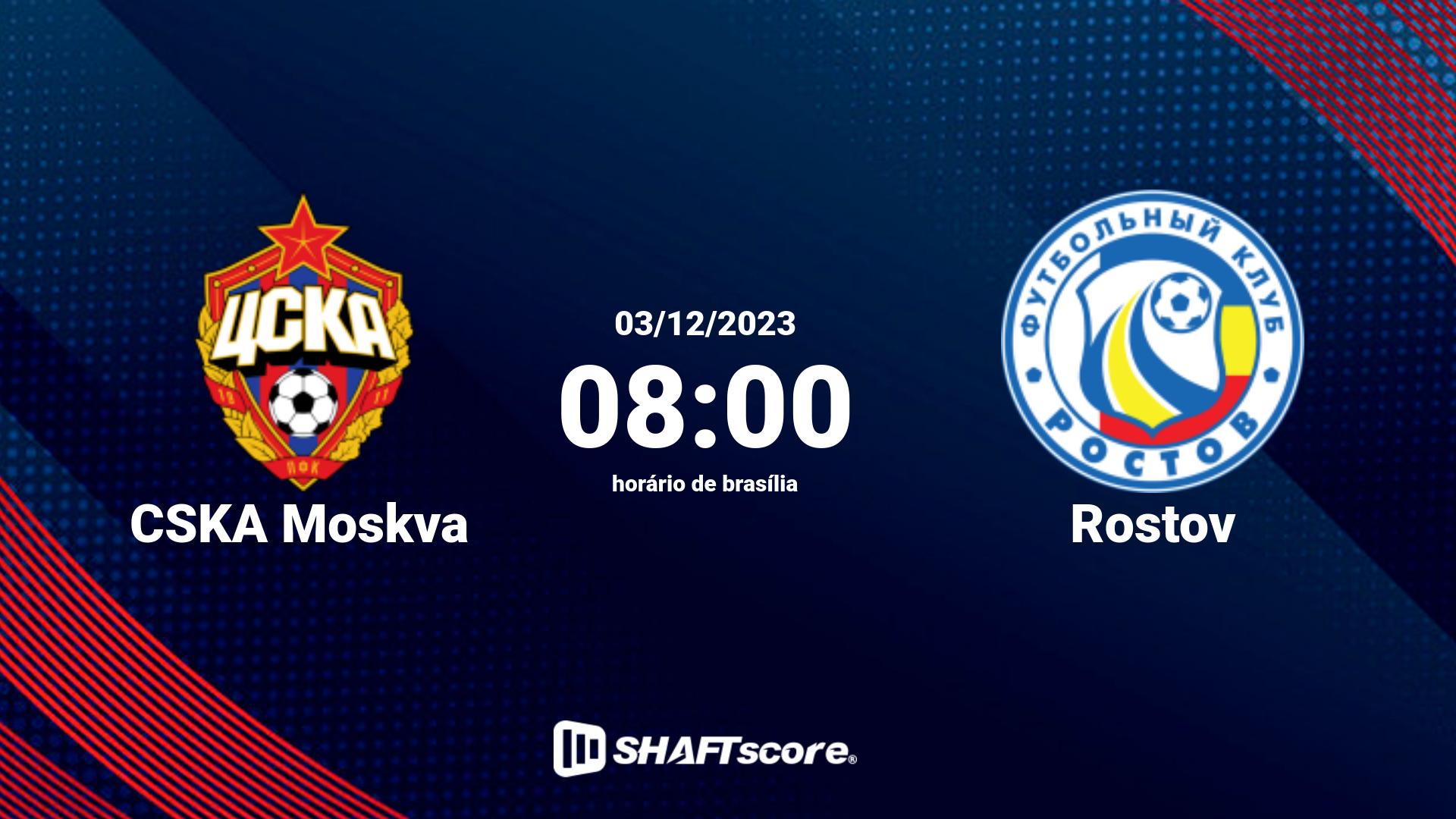 Estatísticas do jogo CSKA Moskva vs Rostov 03.12 08:00