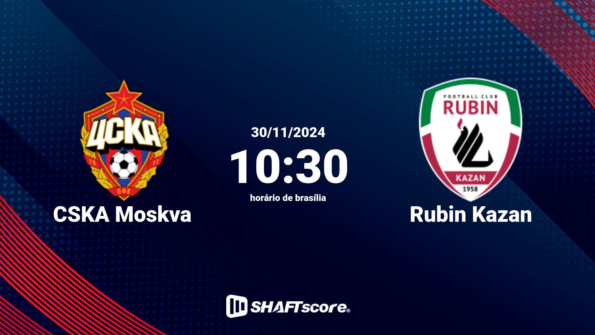 Estatísticas do jogo CSKA Moskva vs Rubin Kazan 30.11 10:30