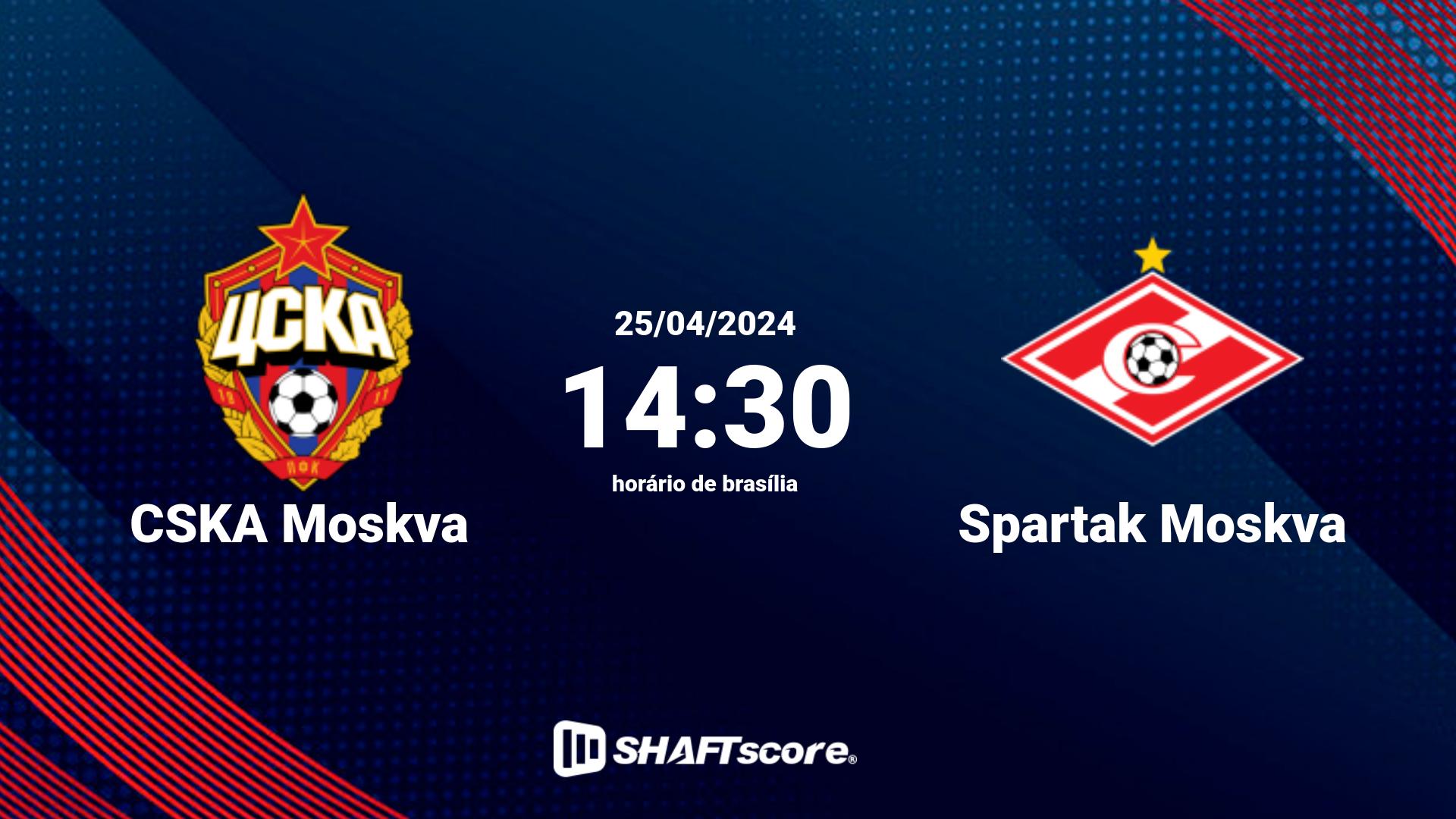 Estatísticas do jogo CSKA Moskva vs Spartak Moskva 25.04 14:30