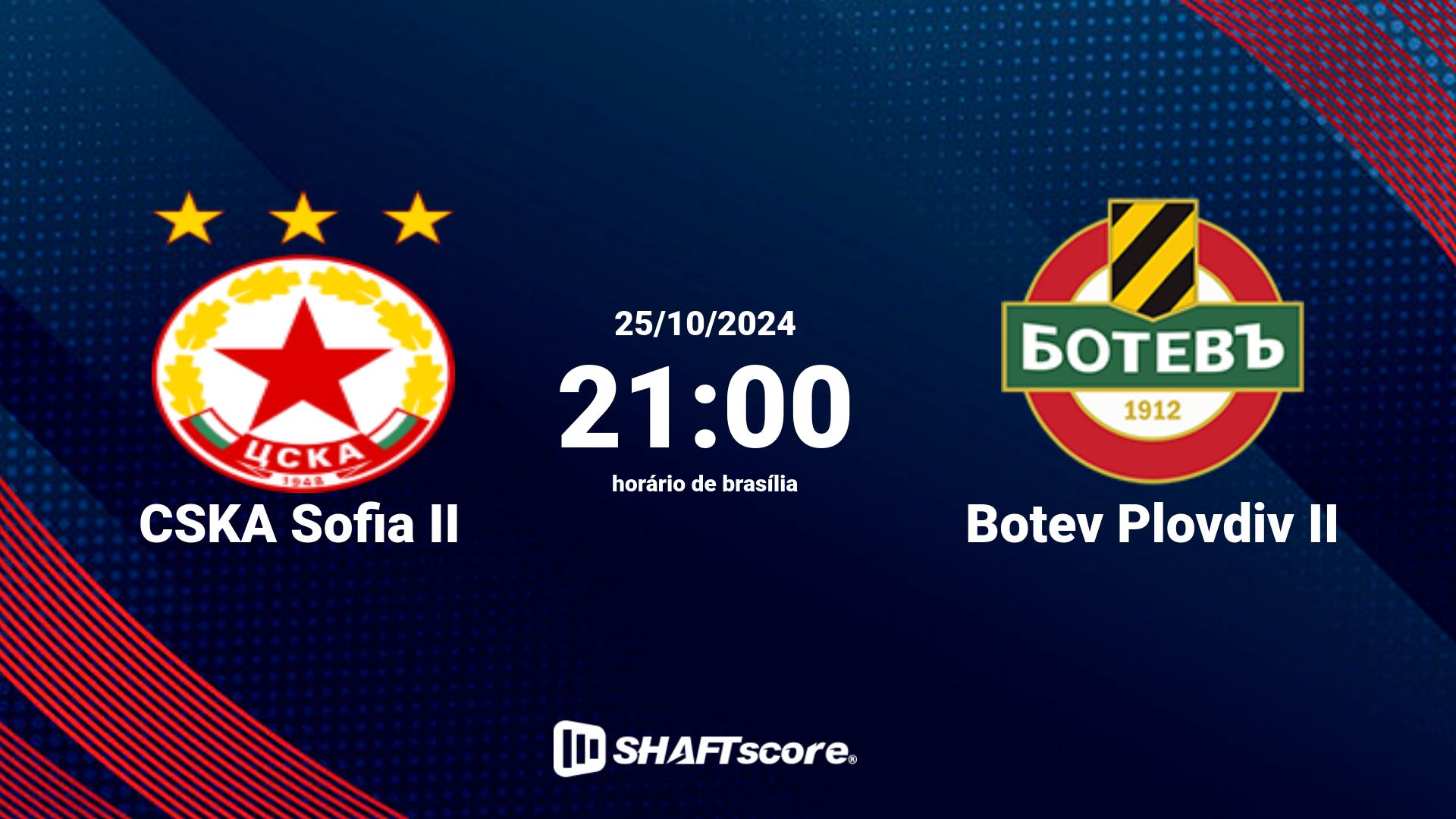 Estatísticas do jogo CSKA Sofia II vs Botev Plovdiv II 30.10 09:30