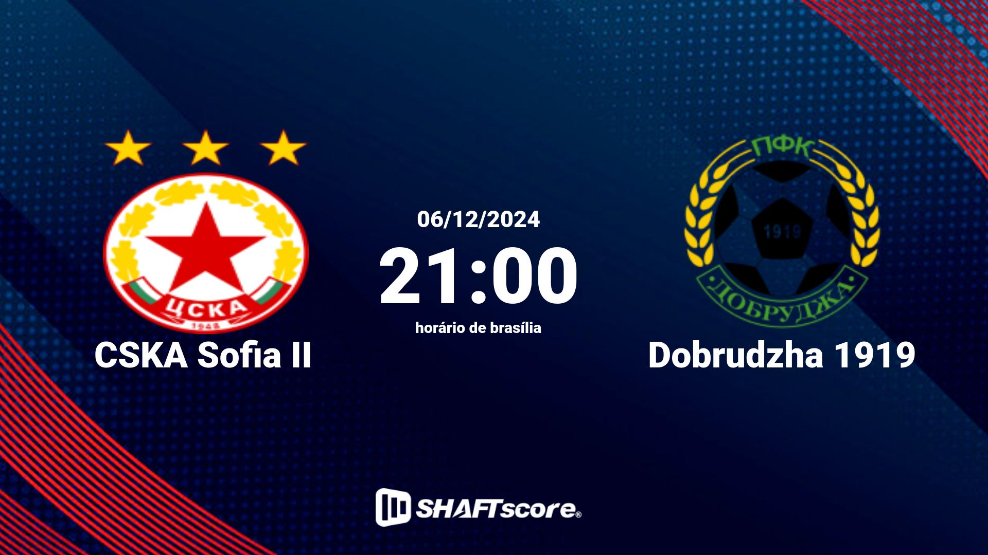 Estatísticas do jogo CSKA Sofia II vs Dobrudzha 1919 06.12 21:00