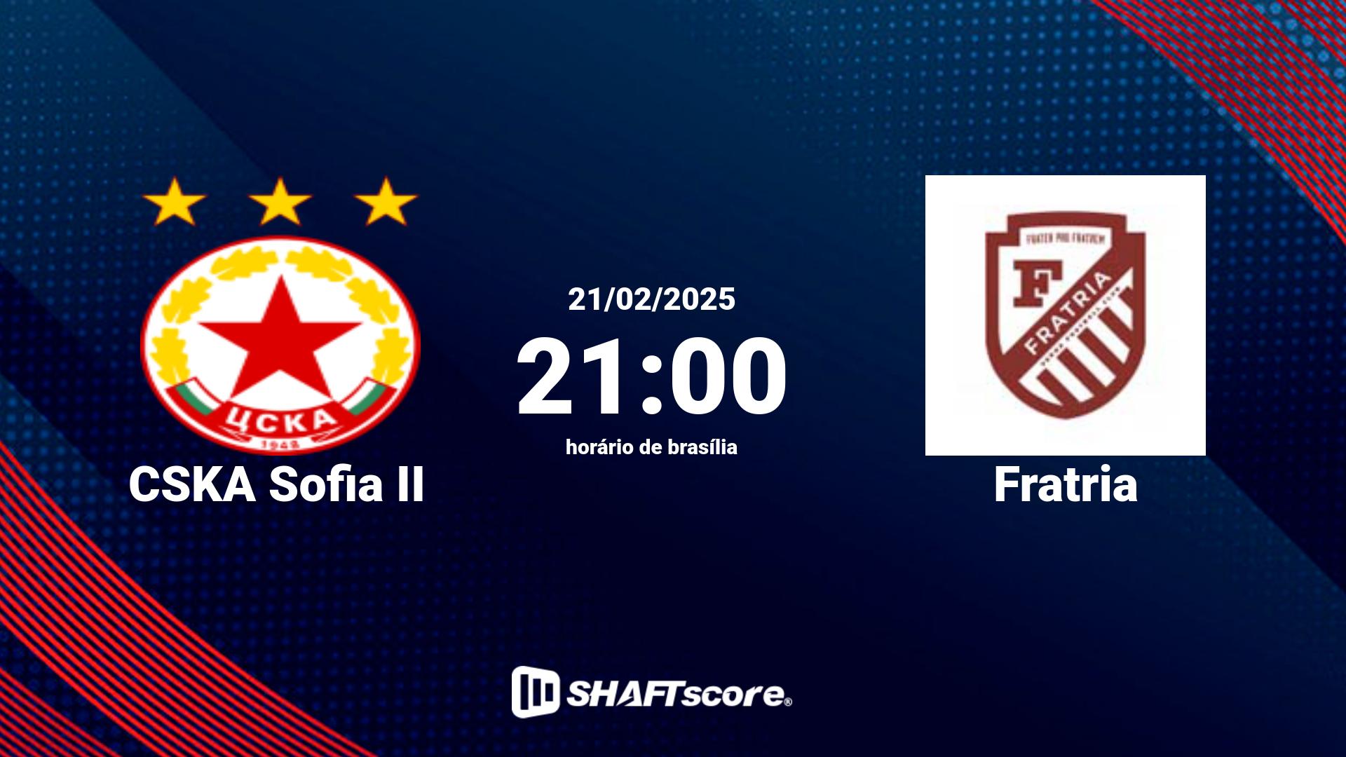 Estatísticas do jogo CSKA Sofia II vs Fratria 21.02 21:00