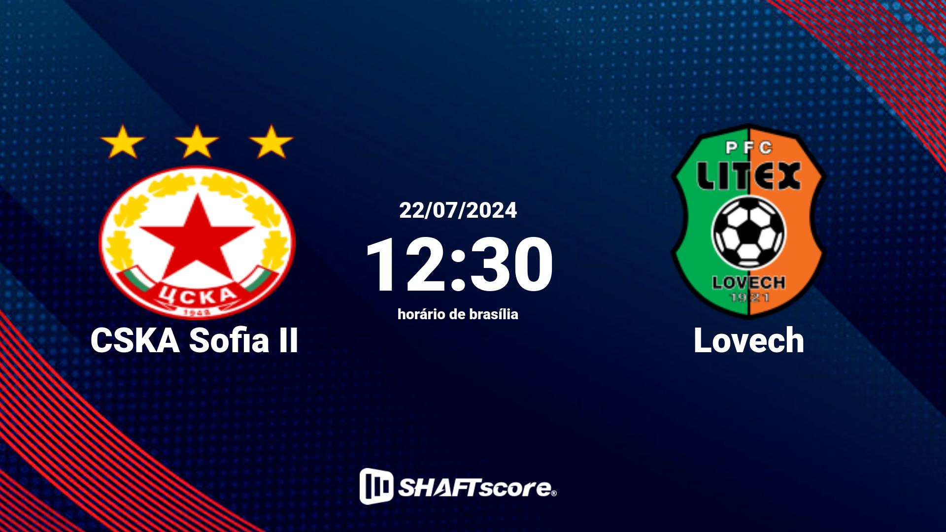 Estatísticas do jogo CSKA Sofia II vs Lovech 22.07 12:30