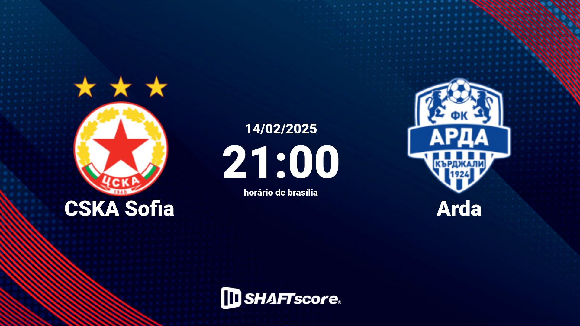 Estatísticas do jogo CSKA Sofia vs Arda 14.02 21:00