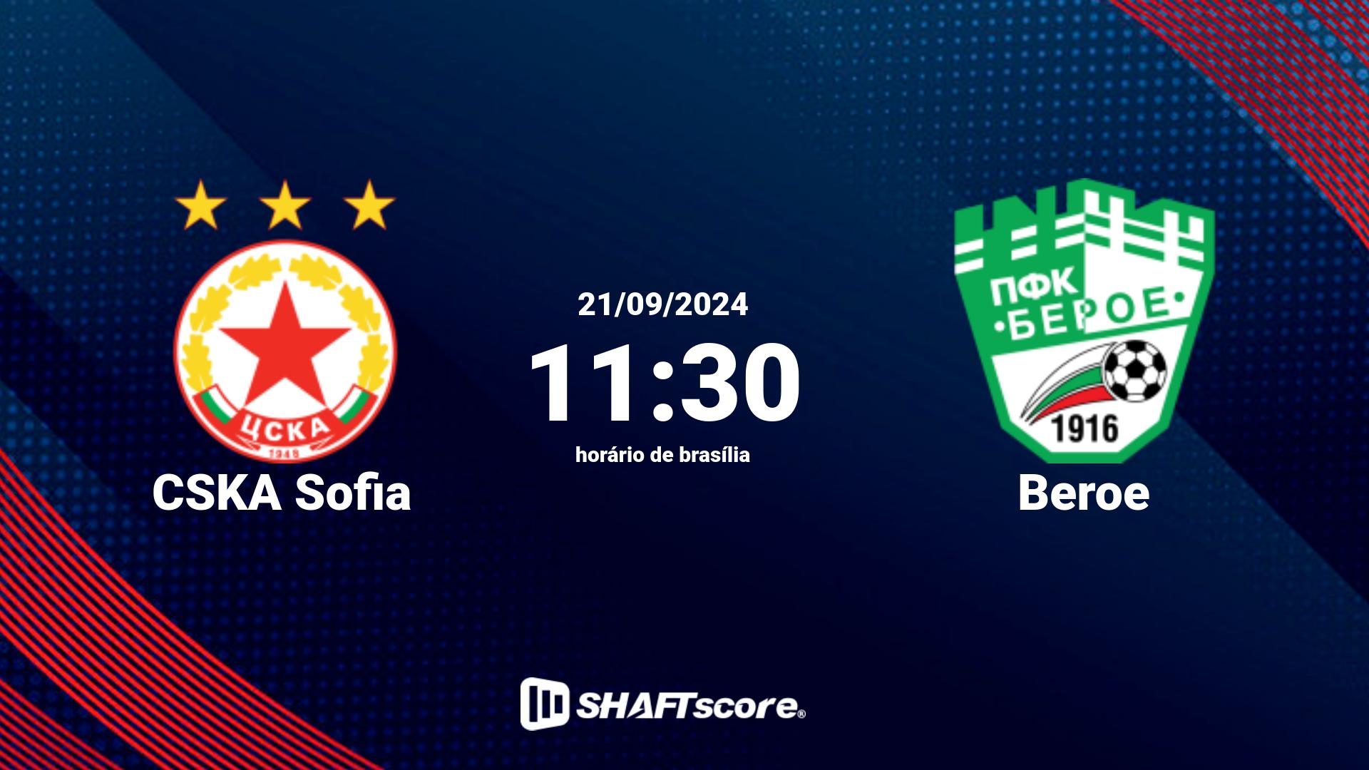 Estatísticas do jogo CSKA Sofia vs Beroe 21.09 11:30