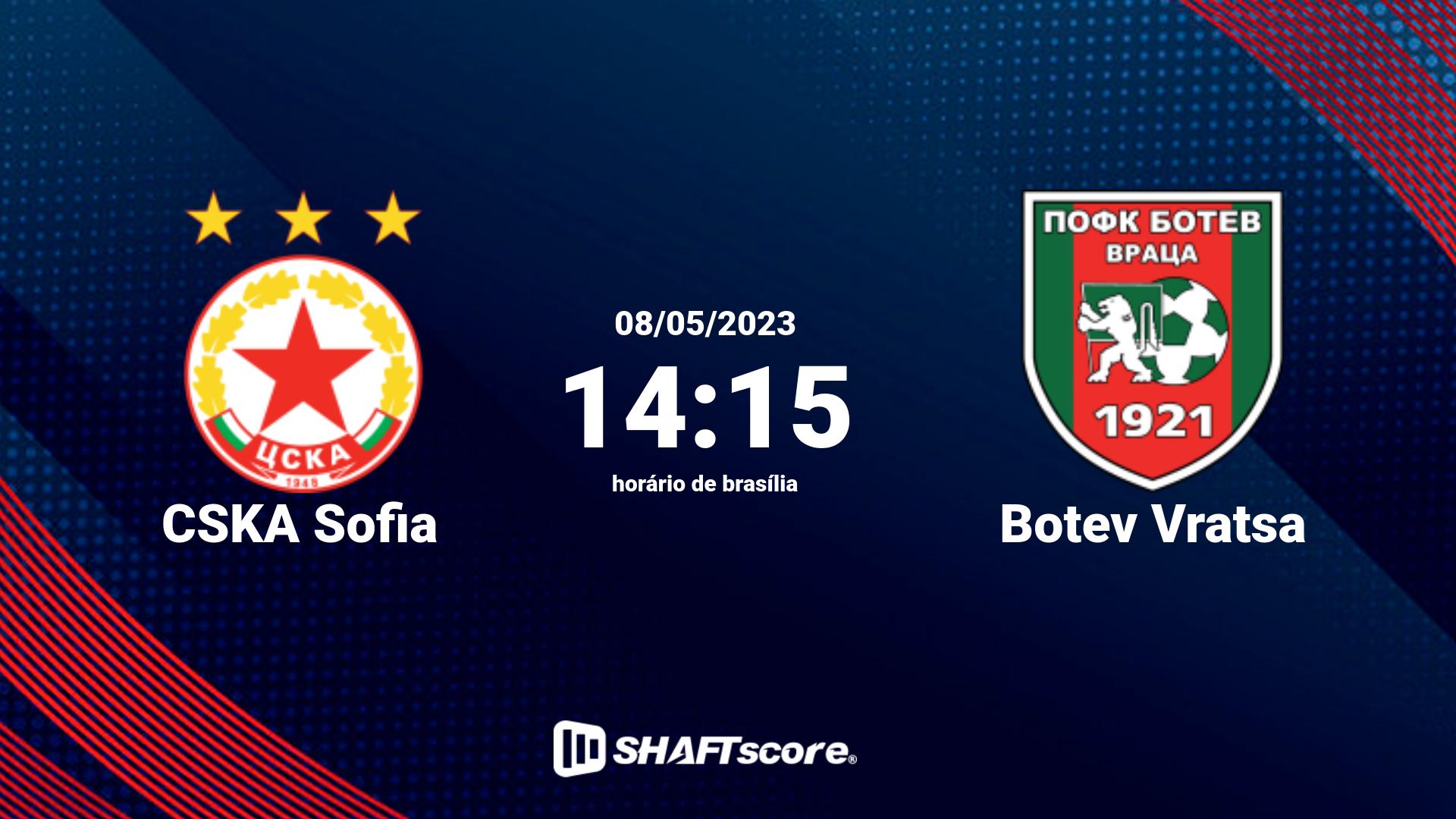 Estatísticas do jogo CSKA Sofia vs Botev Vratsa 08.05 14:15