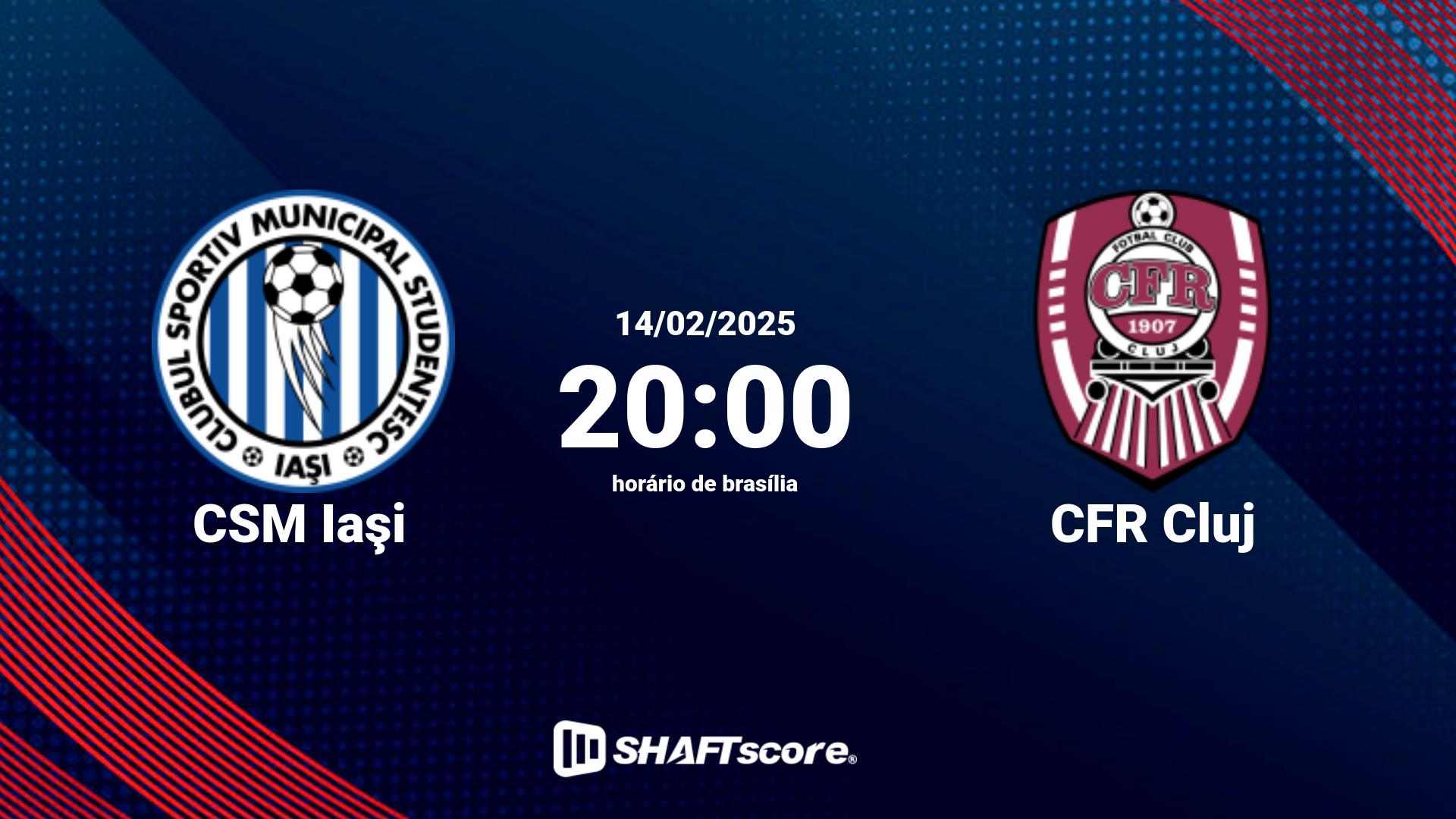 Estatísticas do jogo CSM Iaşi vs CFR Cluj 14.02 20:00