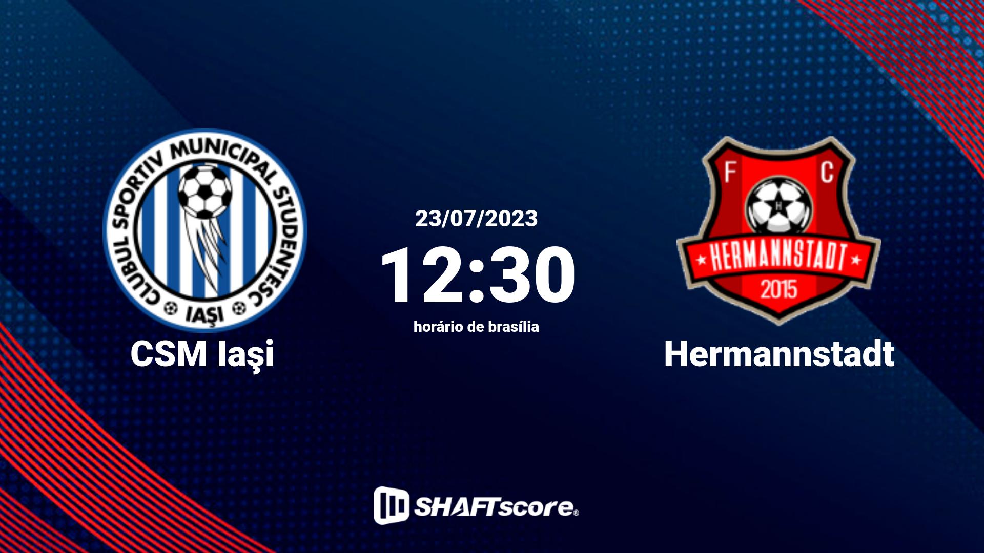 Estatísticas do jogo CSM Iaşi vs Hermannstadt 23.07 12:30