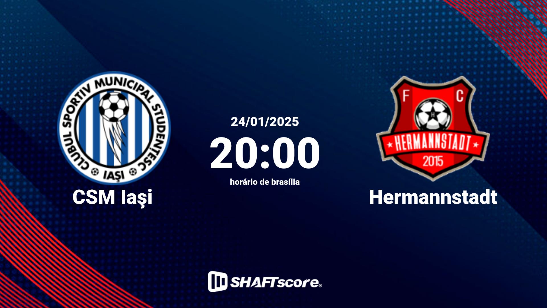 Estatísticas do jogo CSM Iaşi vs Hermannstadt 24.01 20:00