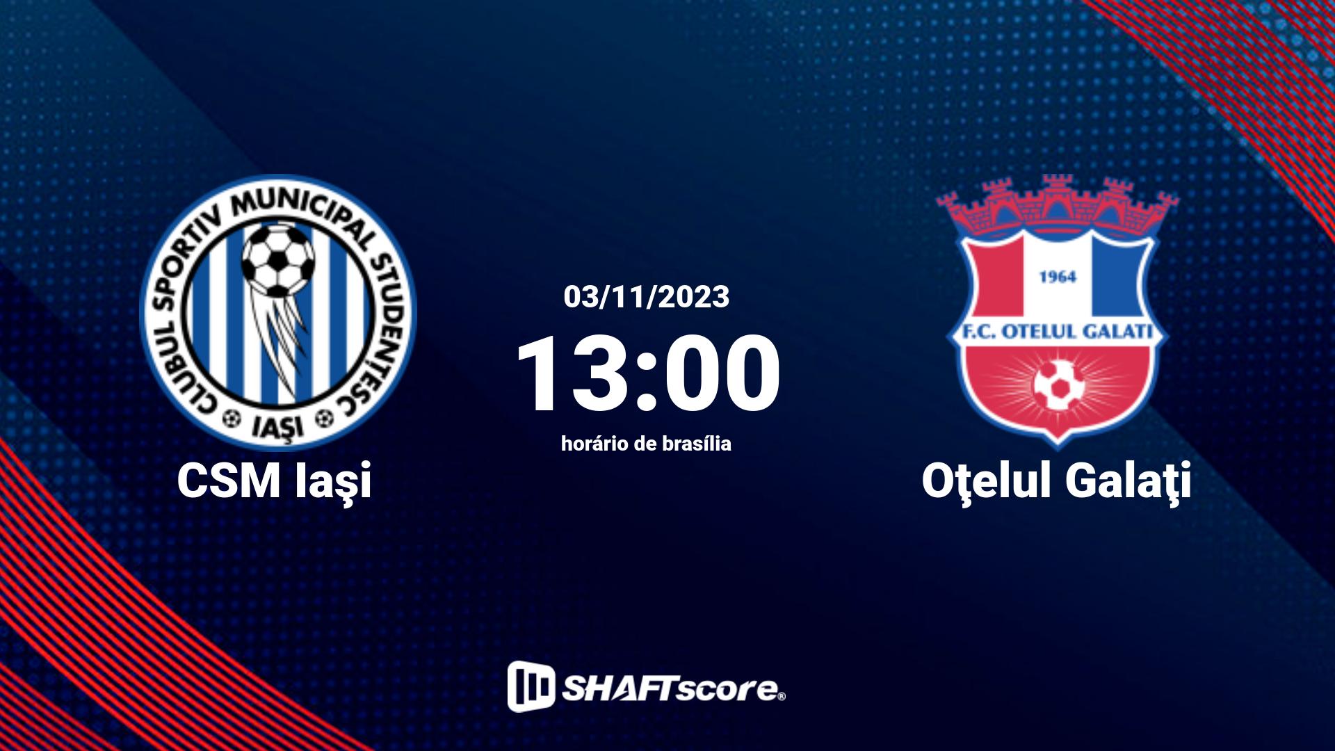 Estatísticas do jogo CSM Iaşi vs Oţelul Galaţi 03.11 13:00