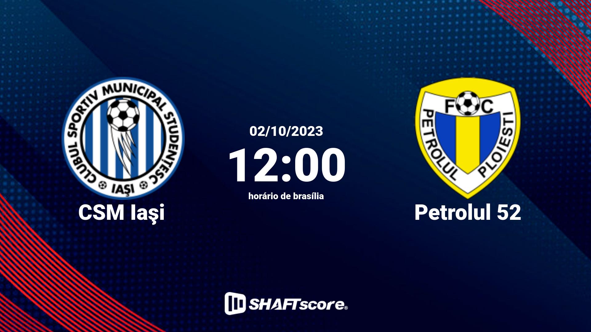 Estatísticas do jogo CSM Iaşi vs Petrolul 52 02.10 12:00