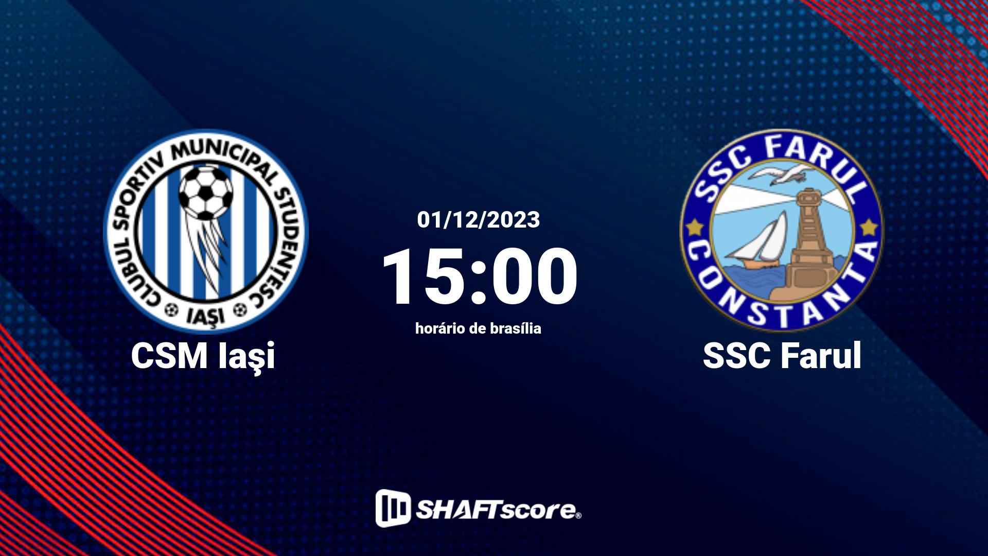 Estatísticas do jogo CSM Iaşi vs SSC Farul 01.12 15:00