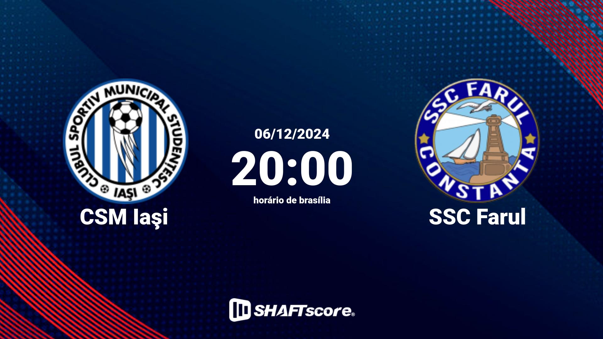 Estatísticas do jogo CSM Iaşi vs SSC Farul 06.12 20:00