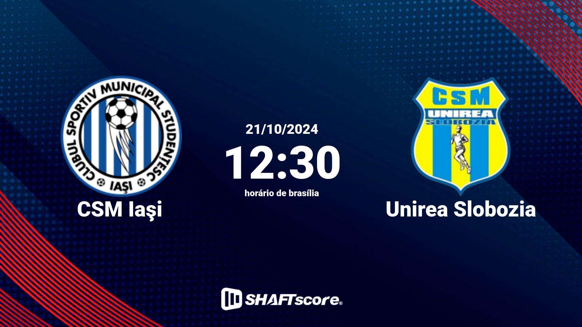 Estatísticas do jogo CSM Iaşi vs Unirea Slobozia 21.10 12:30