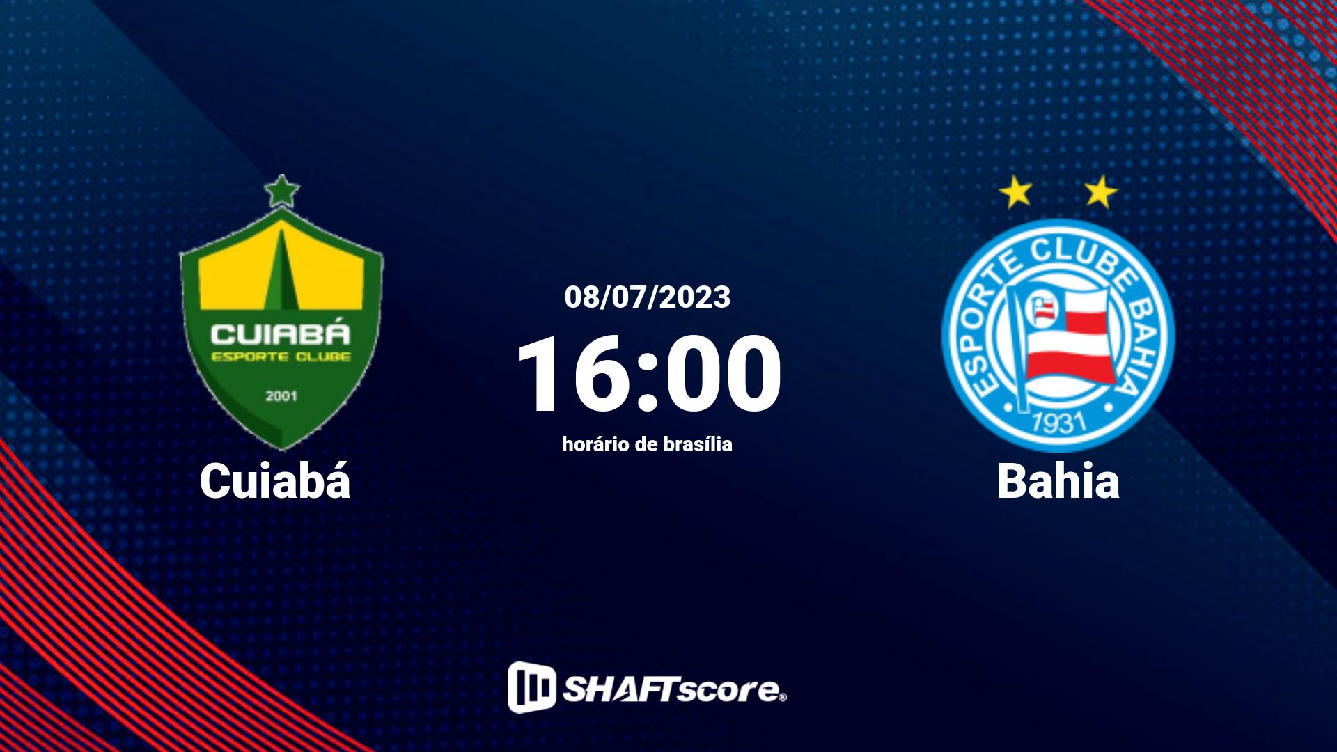 Estatísticas do jogo Cuiabá vs Bahia 08.07 16:00