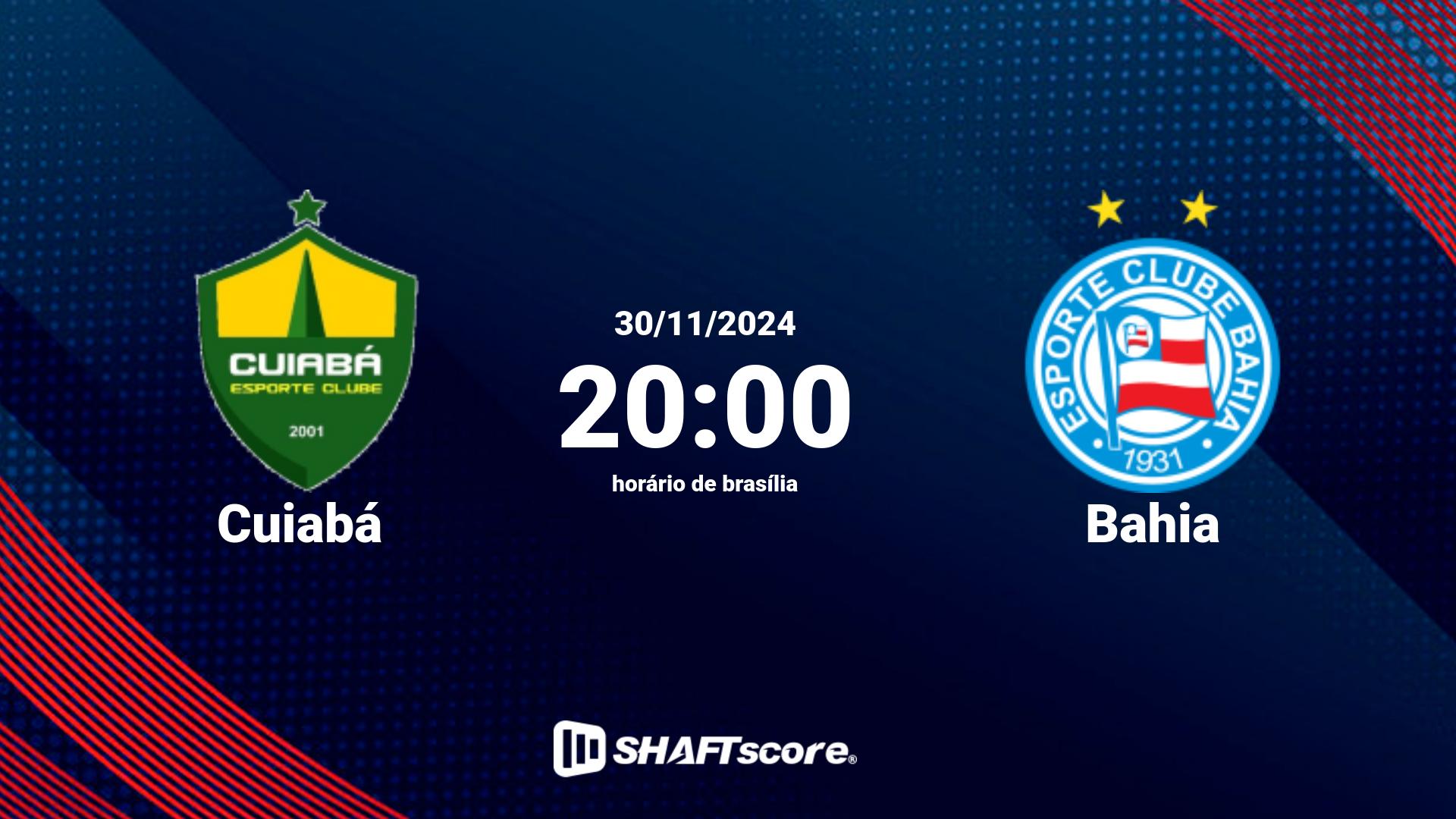 Estatísticas do jogo Cuiabá vs Bahia 30.11 20:00