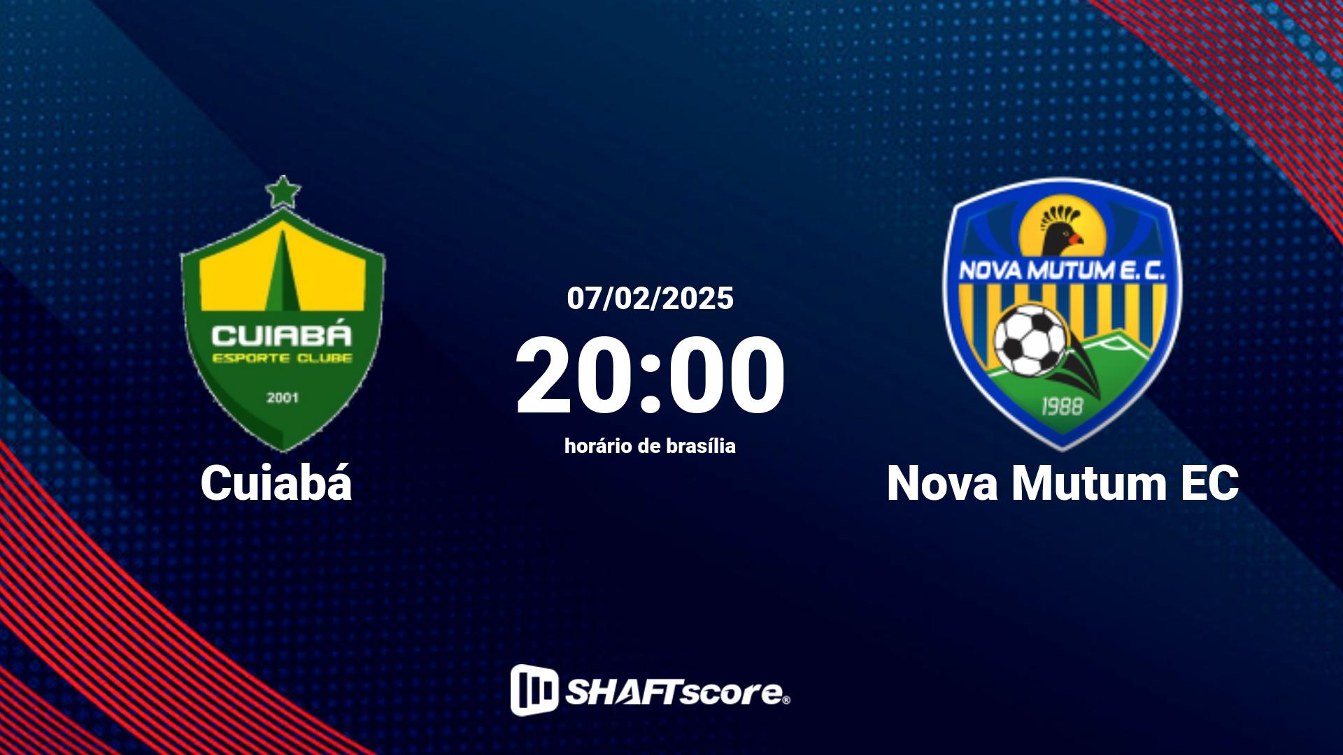 Estatísticas do jogo Cuiabá vs Nova Mutum EC 07.02 20:00