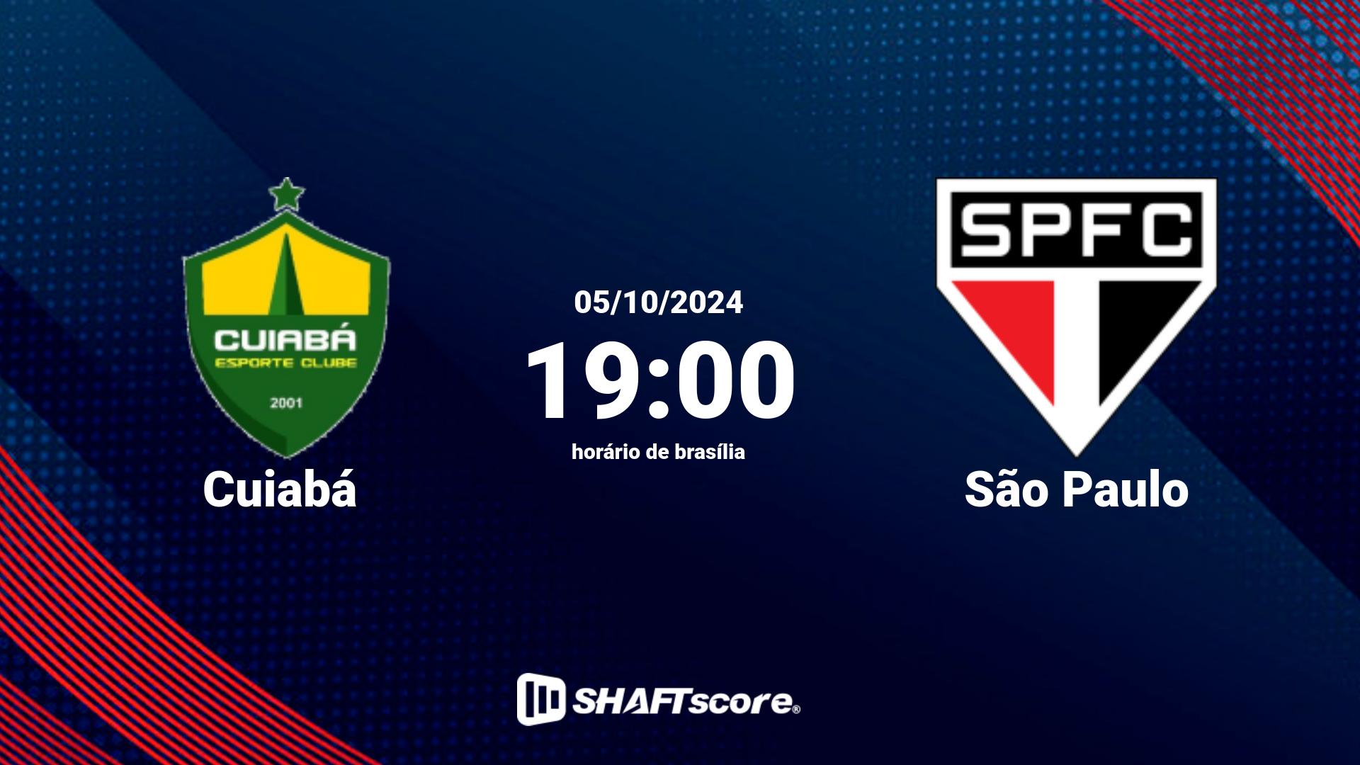 Estatísticas do jogo Cuiabá vs São Paulo 05.10 19:00