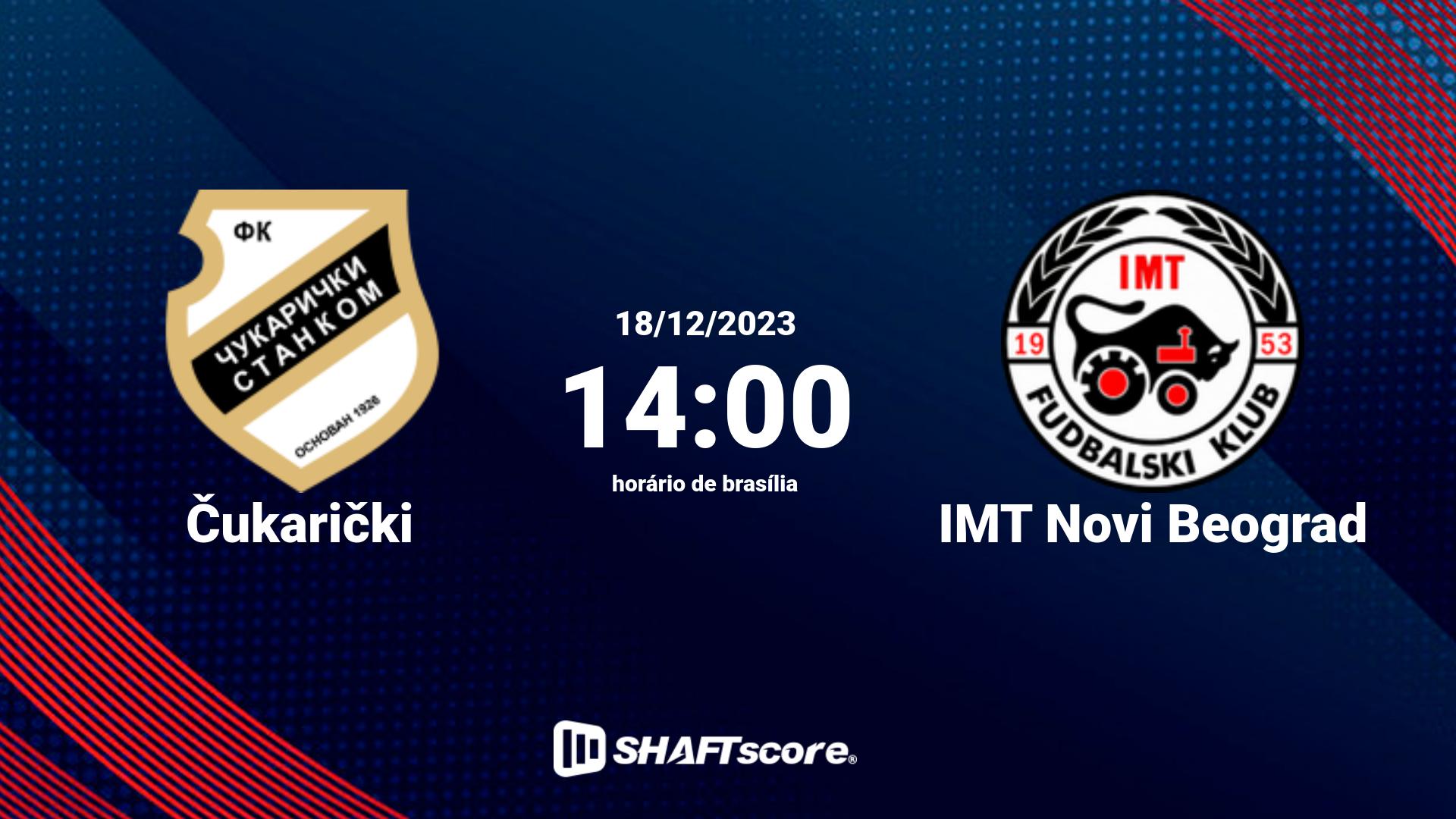 Estatísticas do jogo Čukarički vs IMT Novi Beograd 18.12 14:00