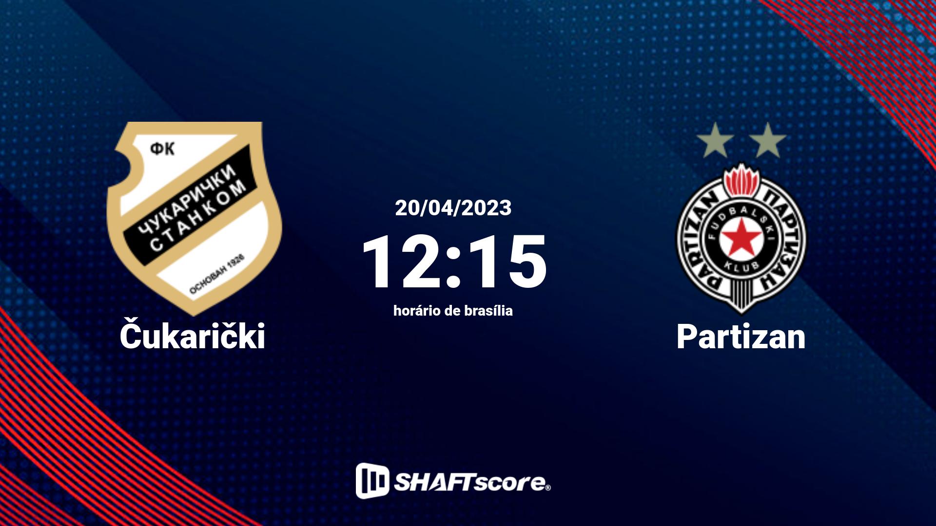 Estatísticas do jogo Čukarički vs Partizan 20.04 12:15