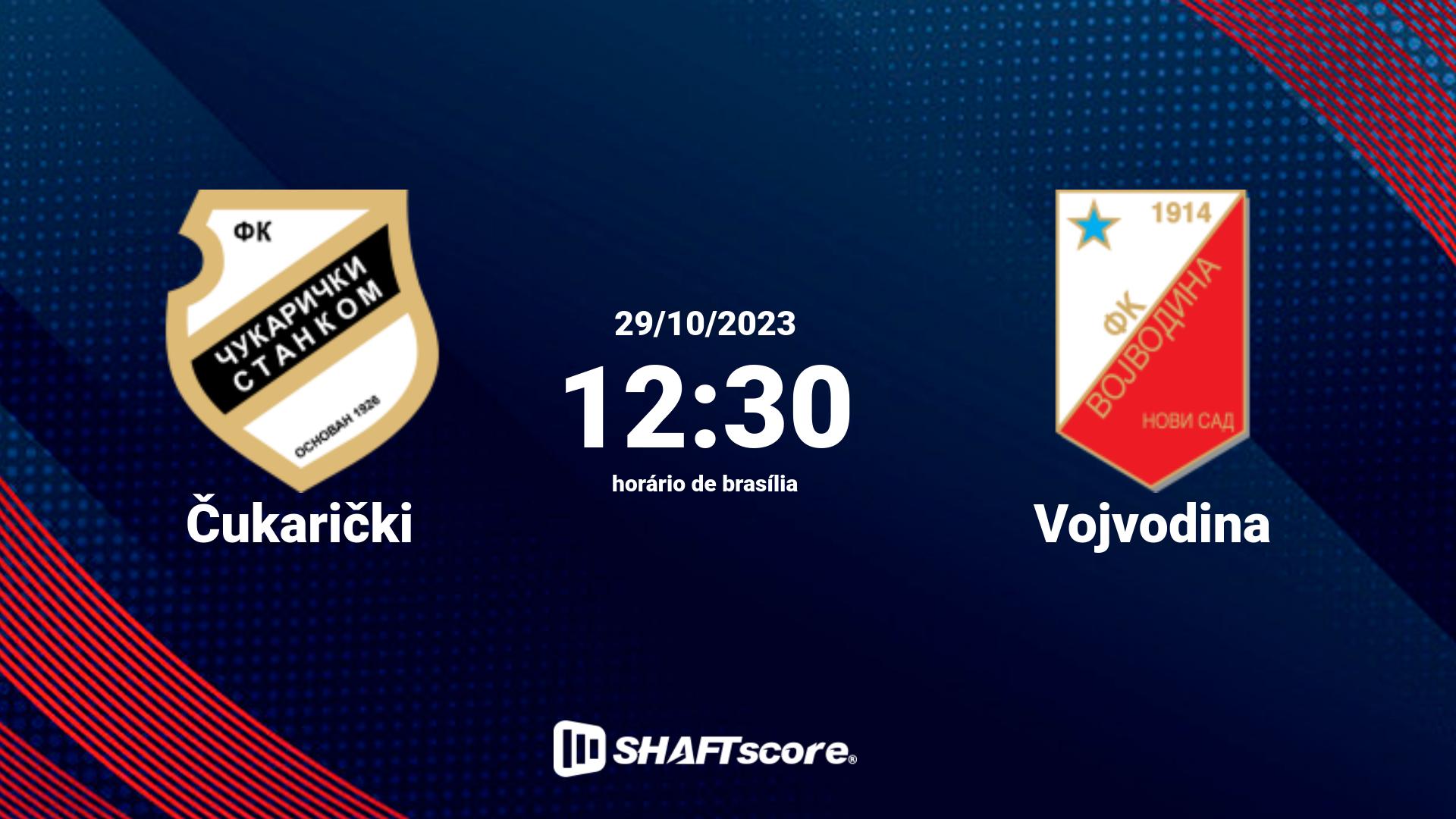 Estatísticas do jogo Čukarički vs Vojvodina 29.10 12:30