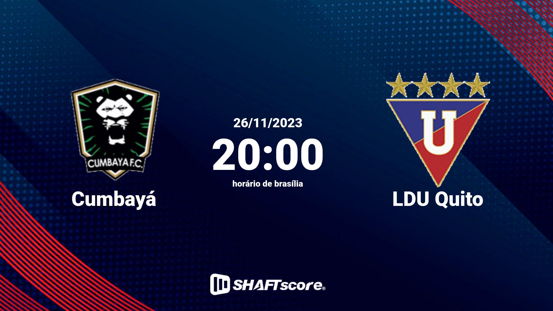 Estatísticas do jogo Cumbayá vs LDU Quito 26.11 20:00