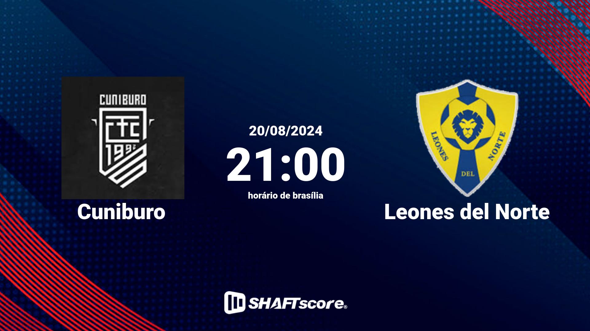 Estatísticas do jogo Cuniburo vs Leones del Norte 20.08 21:00