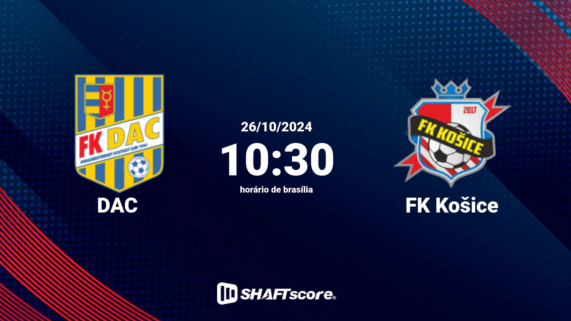 Estatísticas do jogo DAC vs FK Košice 26.10 10:30