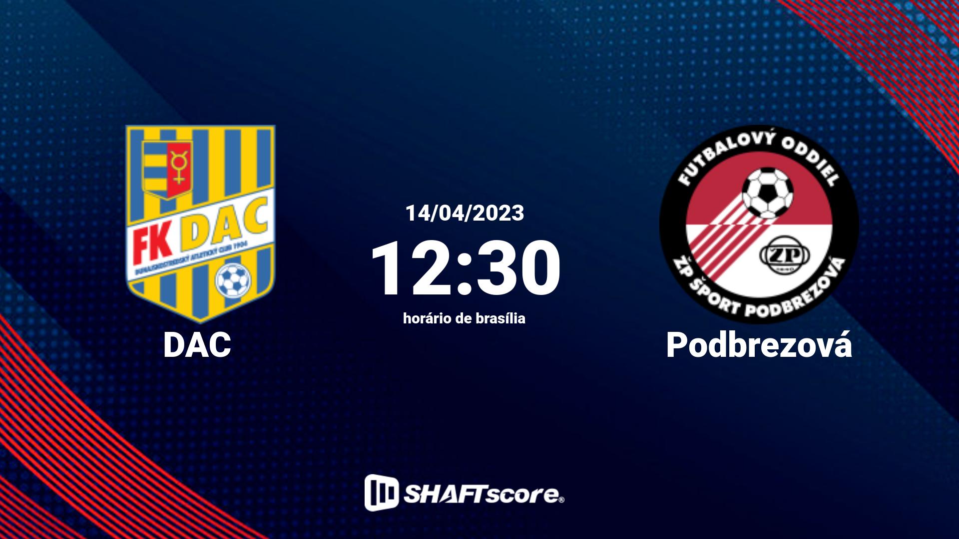 Estatísticas do jogo DAC vs Podbrezová 14.04 12:30