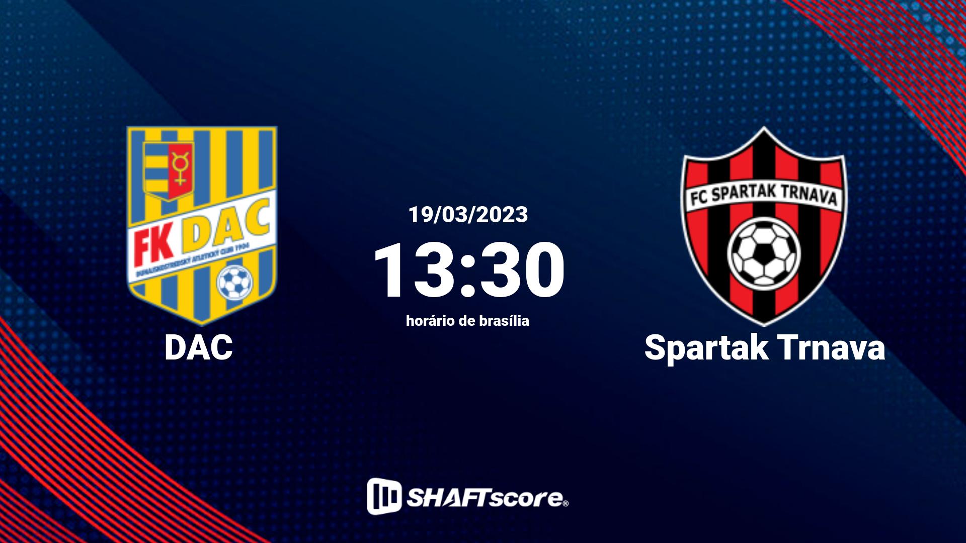 Estatísticas do jogo DAC vs Spartak Trnava 19.03 13:30