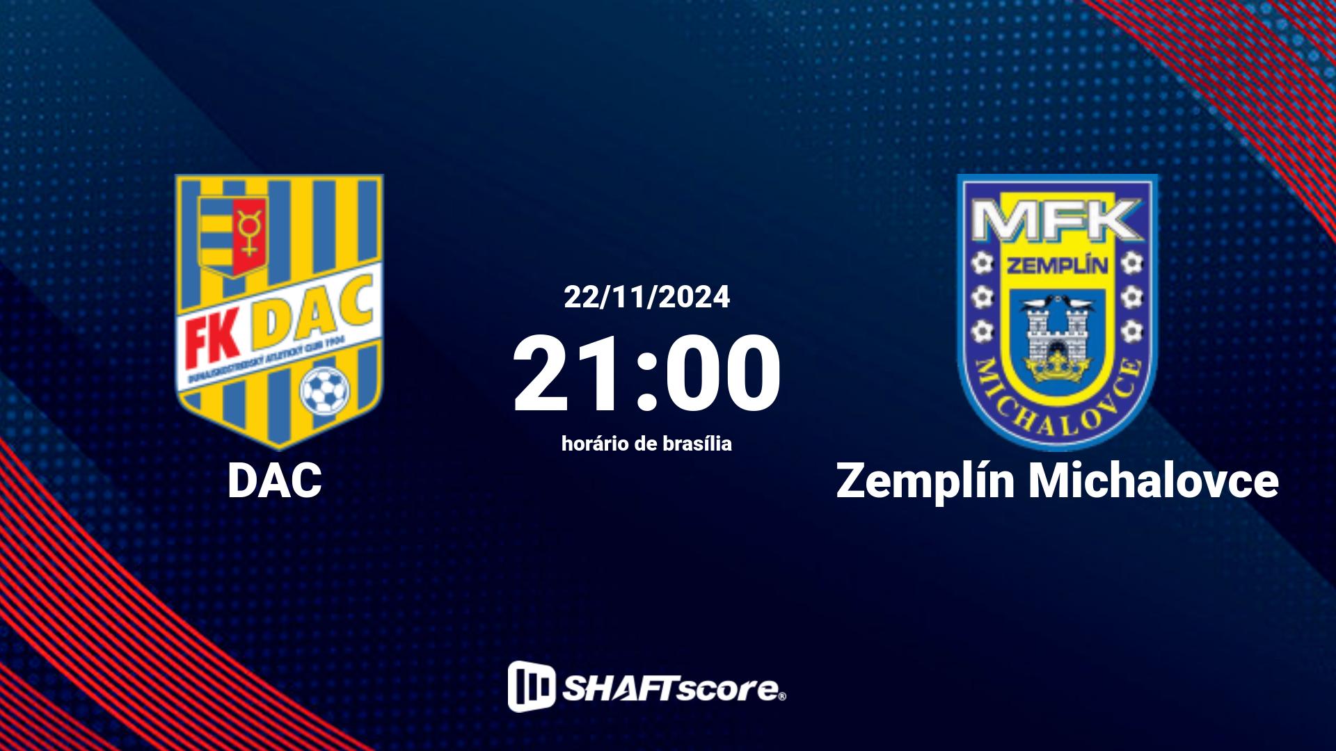 Estatísticas do jogo DAC vs Zemplín Michalovce 23.11 11:30