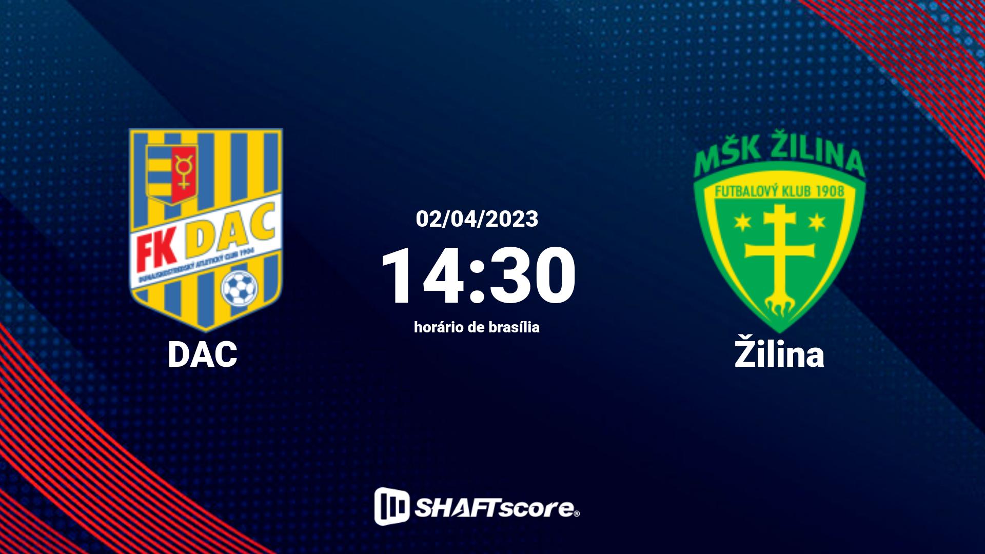 Estatísticas do jogo DAC vs Žilina 02.04 14:30