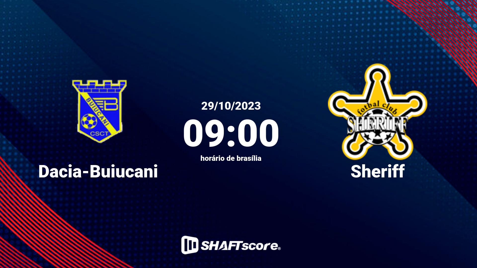 Estatísticas do jogo Dacia-Buiucani vs Sheriff 29.10 09:00