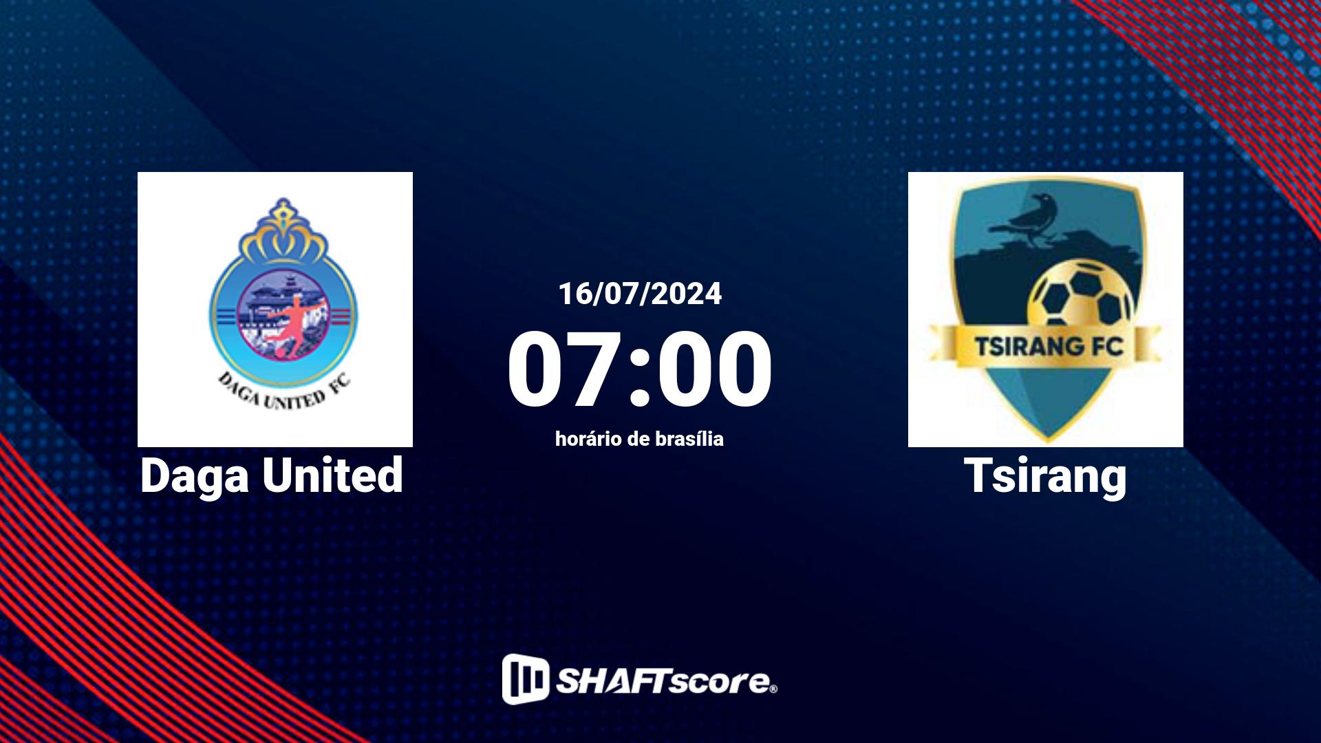 Estatísticas do jogo Daga United vs Tsirang 16.07 07:00