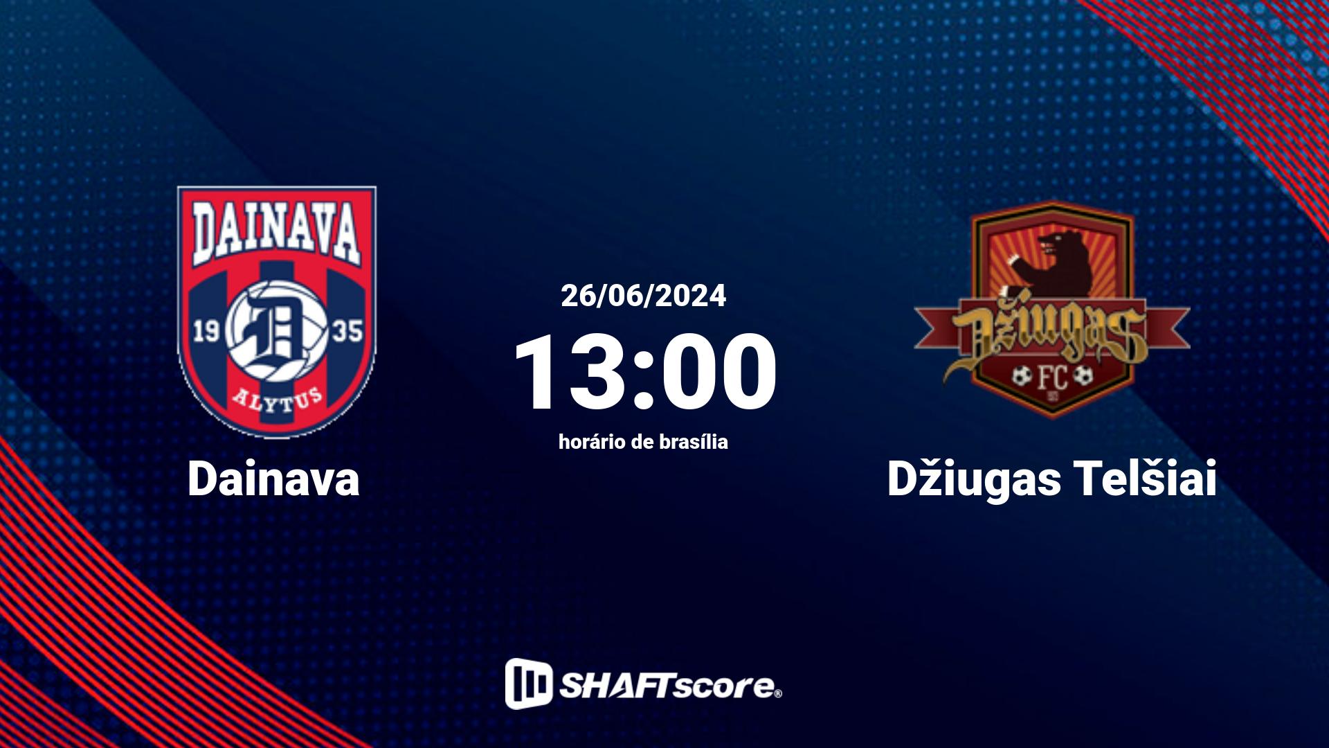 Estatísticas do jogo Dainava vs Džiugas Telšiai 26.06 13:00