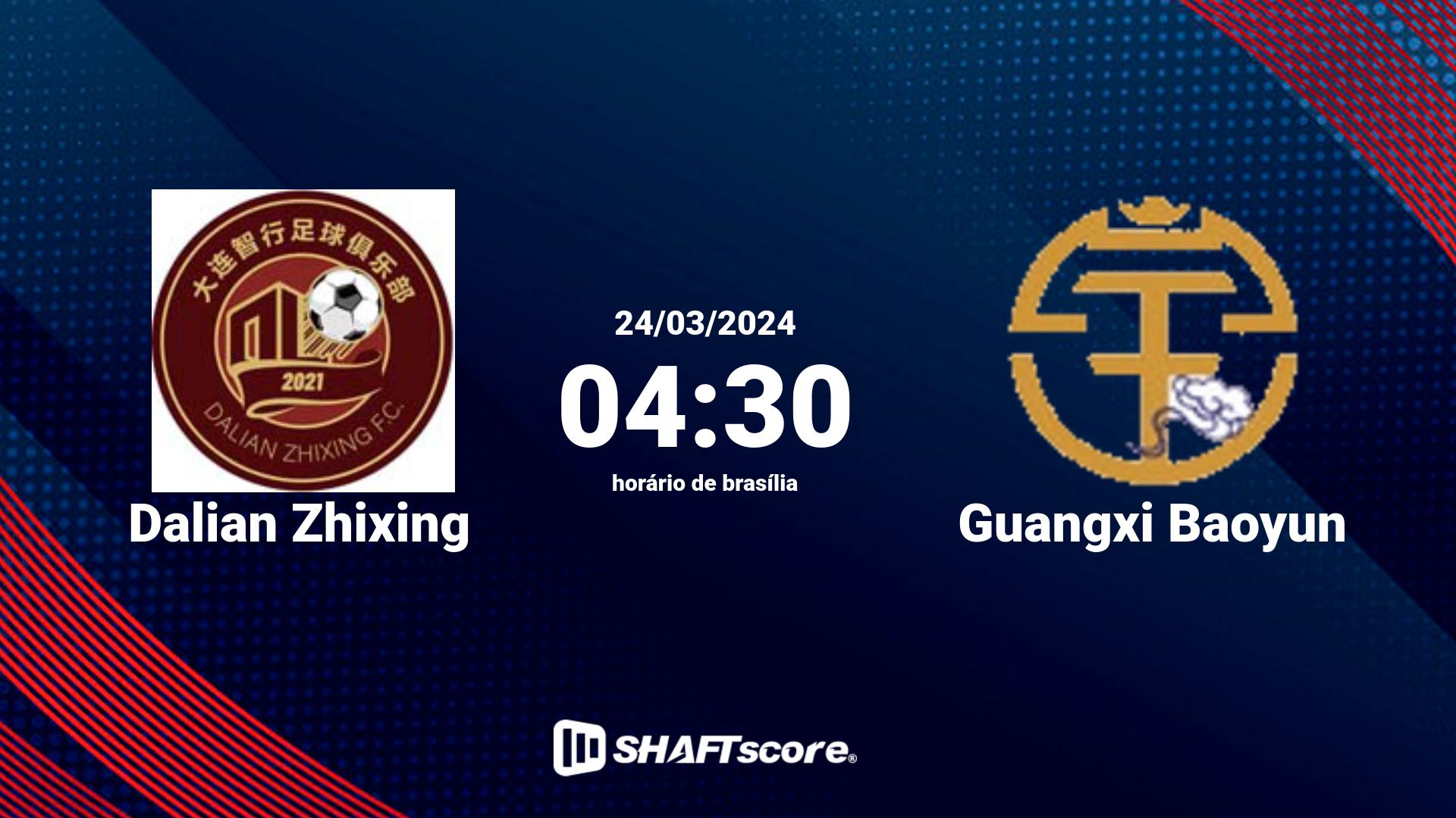 Estatísticas do jogo Dalian Zhixing vs Guangxi Baoyun 24.03 04:30