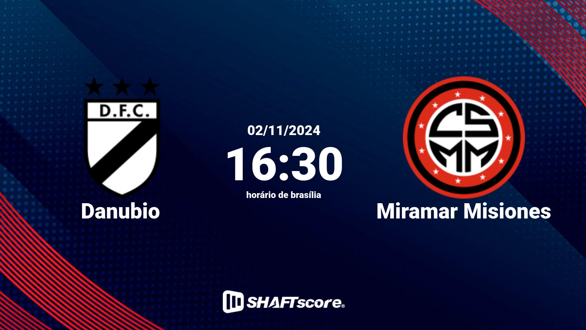 Estatísticas do jogo Danubio vs Miramar Misiones 02.11 16:30