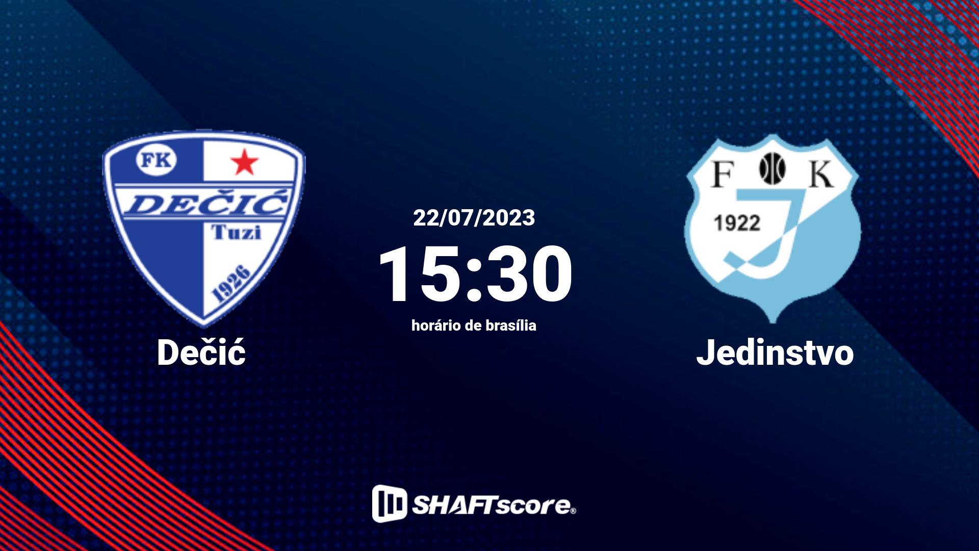 Estatísticas do jogo Dečić vs Jedinstvo 22.07 15:30