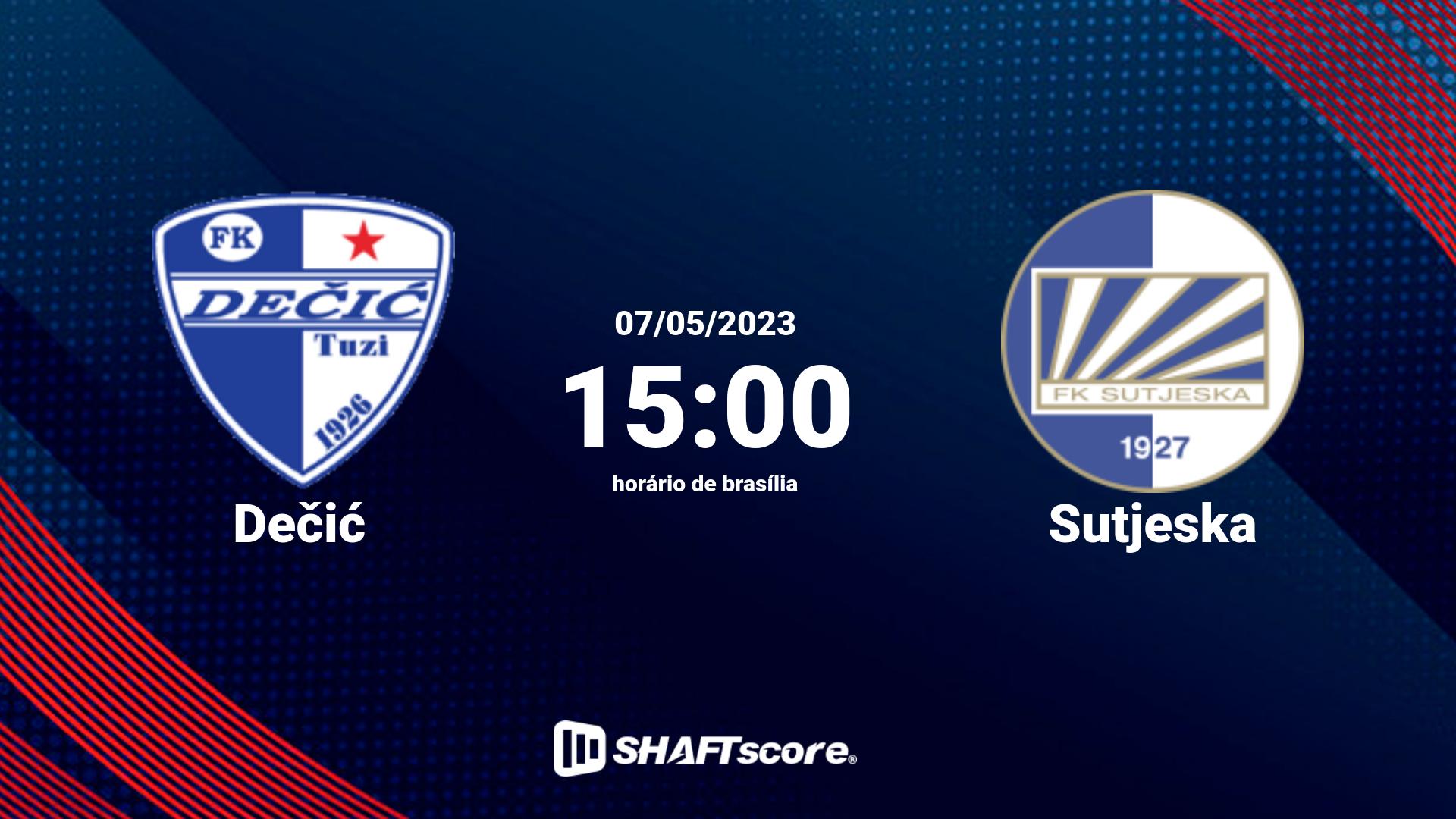 Estatísticas do jogo Dečić vs Sutjeska 07.05 15:00