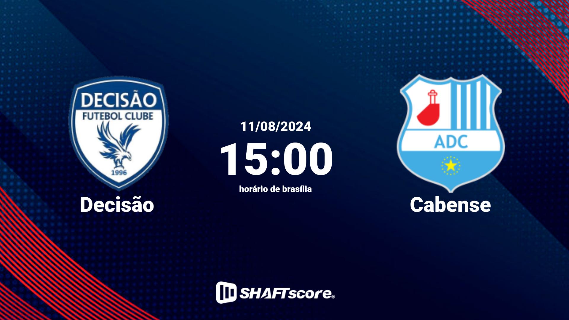 Estatísticas do jogo Decisão vs Cabense 11.08 15:00