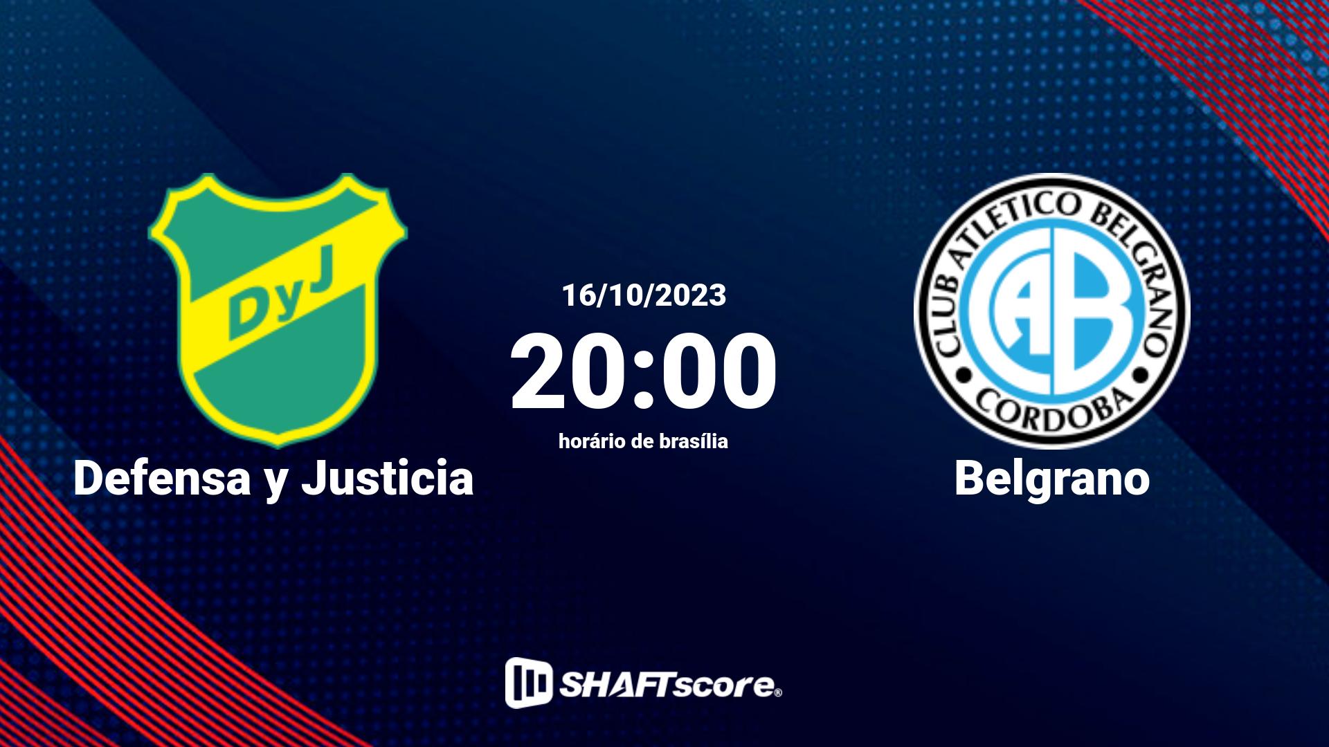 Estatísticas do jogo Defensa y Justicia vs Belgrano 16.10 20:00